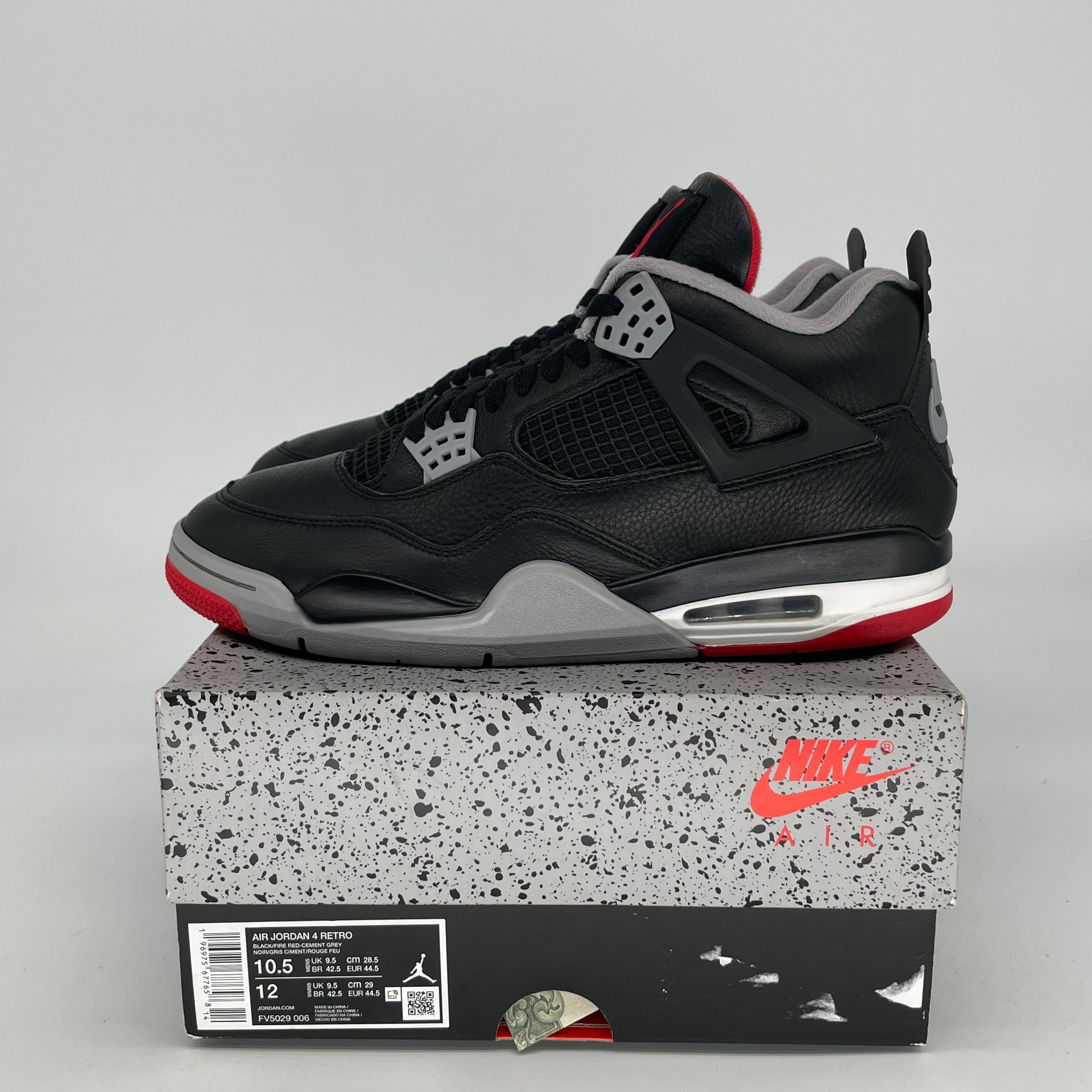 Original Air Jordan 4 Bred Reimagined Men's Basketball Shoes - Size 10.5 / Women's 12W (FV5029-006) | Retro Sneakers for Streetwear & Basketball Performance