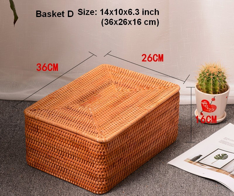 Extra Large Woven Storage Baskets with Lid - Rectangular Clothes Organizer for Bedroom, Living Room & Laundry Room - Home Decor Storage Solution for Blankets, Toys & Essentials
