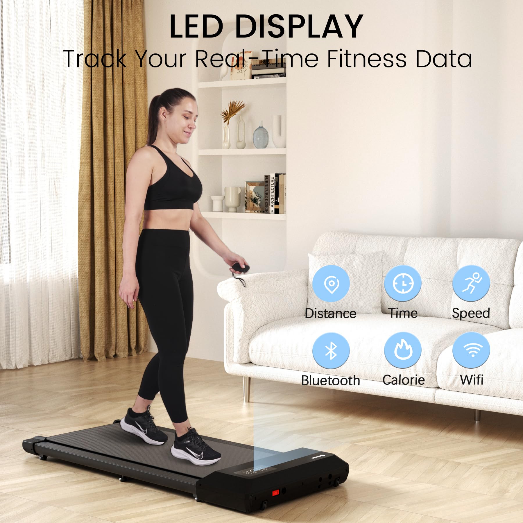 DeerRun 2 in 1 Under Desk Treadmill - 2.2HP Quiet Walking Pad & Jogging Machine with Remote Control, Portable Noiseless Home Office Treadmill for Small Spaces | Perfect for Work from Home, Apartment Workouts & Compact Fitness