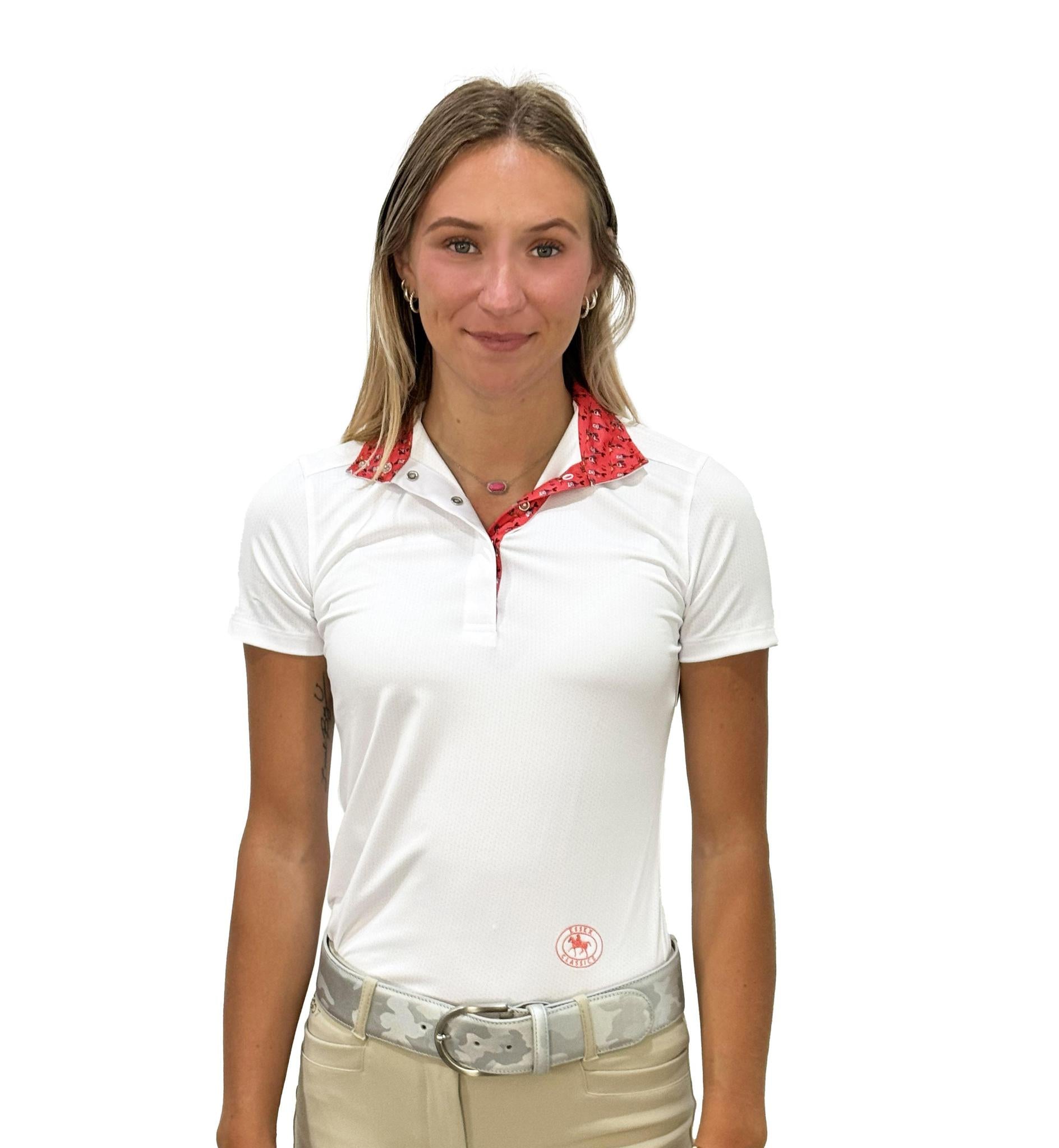 Essex Classics Women's Roosters Talent Yarn Straight Collar Short Sleeve Show Shirt - Perfect for Casual Wear, Office Outfits & Country Music Events