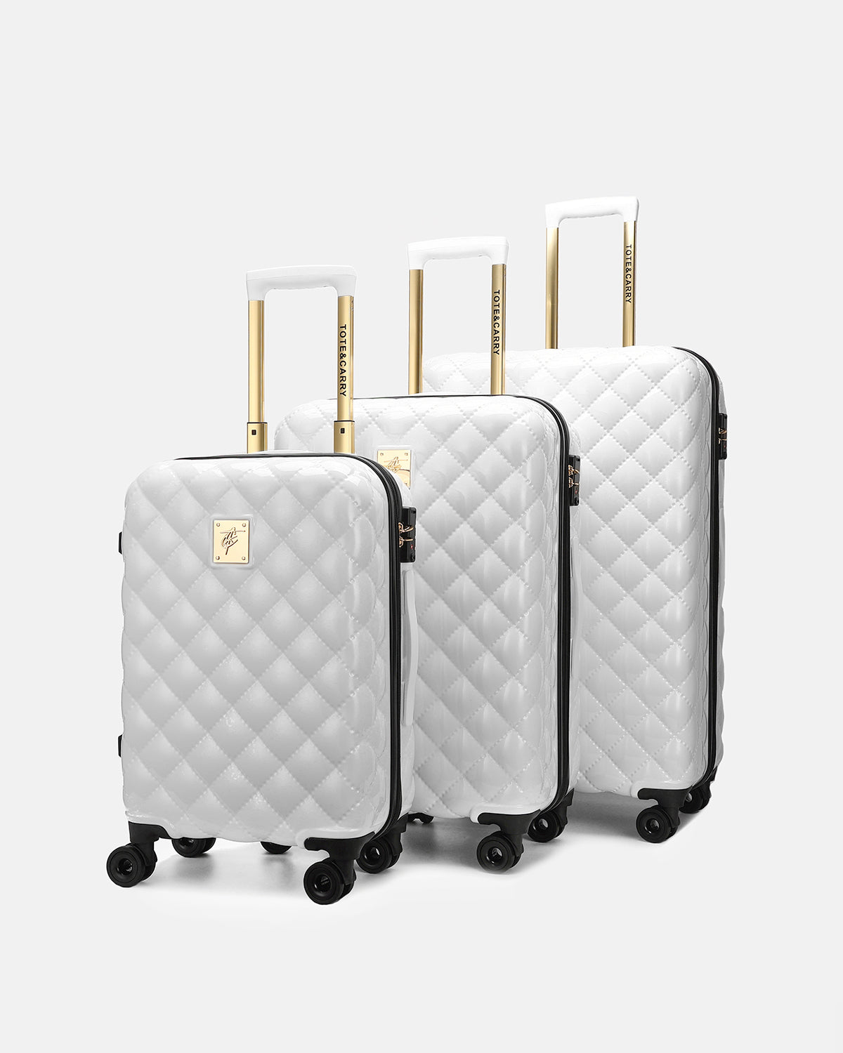 Premium White Diamond 3-Piece Luggage Set with Spinner Wheels - Lightweight Hardshell Suitcase for Travel, Vacation & Business Trips