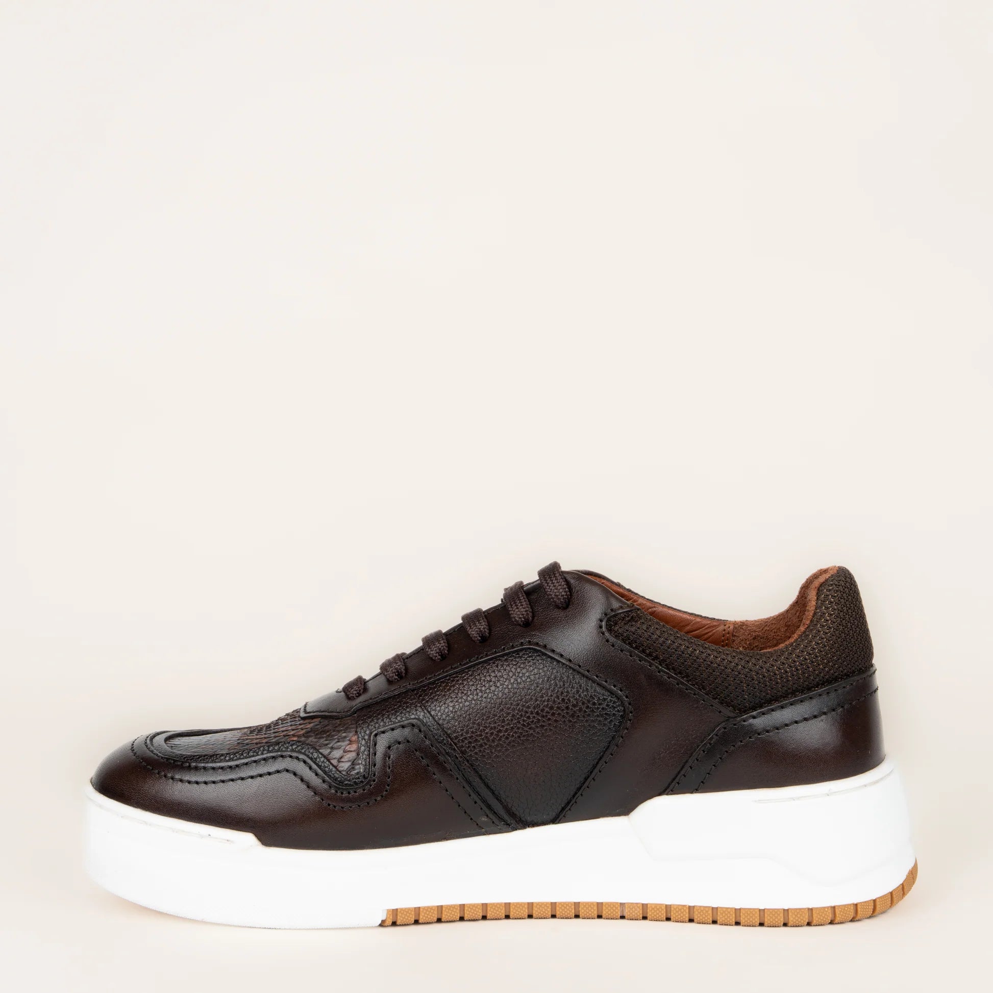 54QPBTS Men's Casual Fashion Python Skin Sneakers - Stylish Chocolate Brown Shoes for Everyday Wear, Walking & Outfits