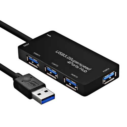 5Gbps High-Speed USB 3.0 4-Port Hub with Power Adapter - Expand Connectivity for Laptop, PC, Gaming & Office Setup