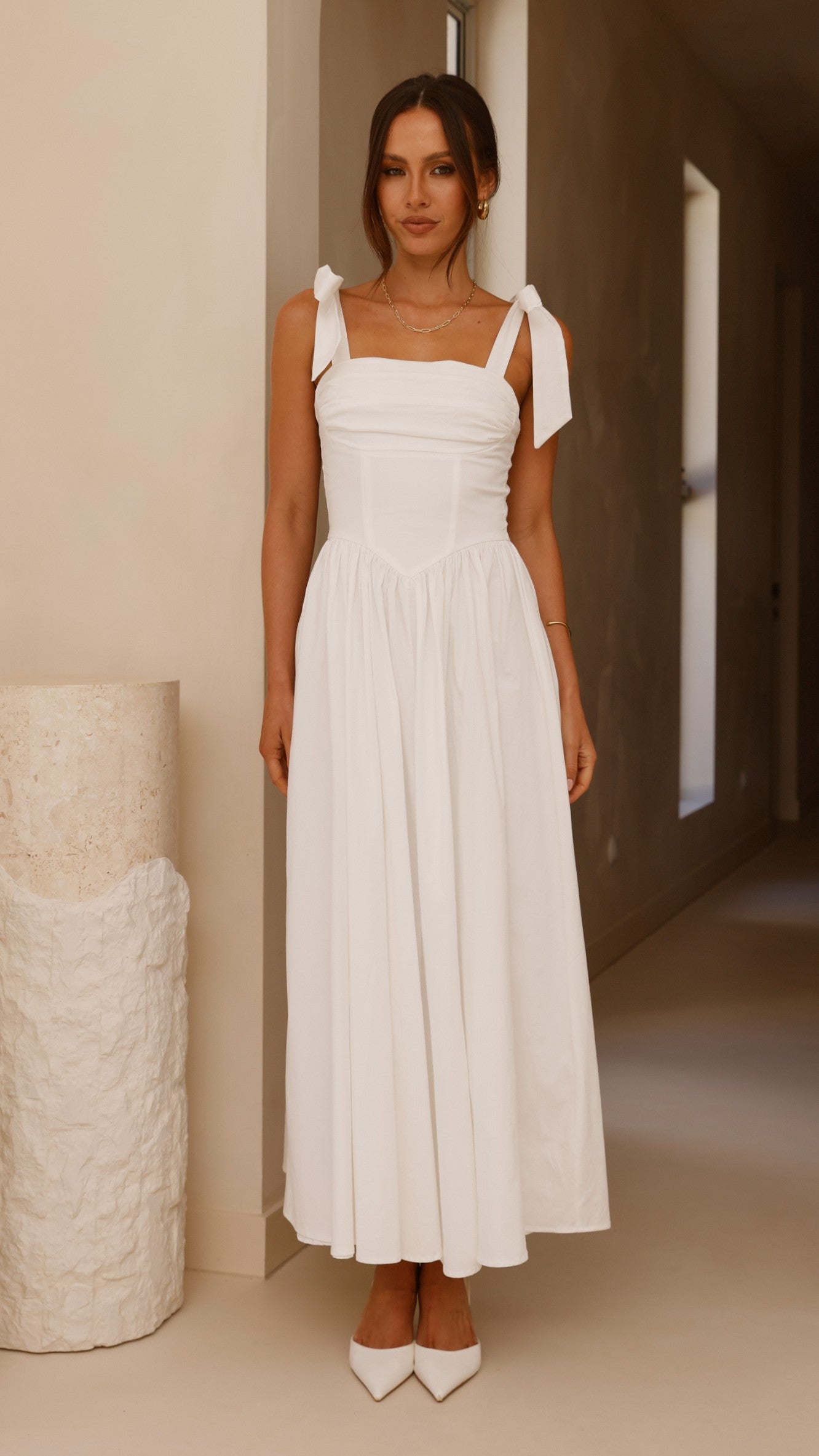 Haisley Maxi Dress for Women - Elegant White Long Summer Dress for Beach, Vacation & Casual Wear