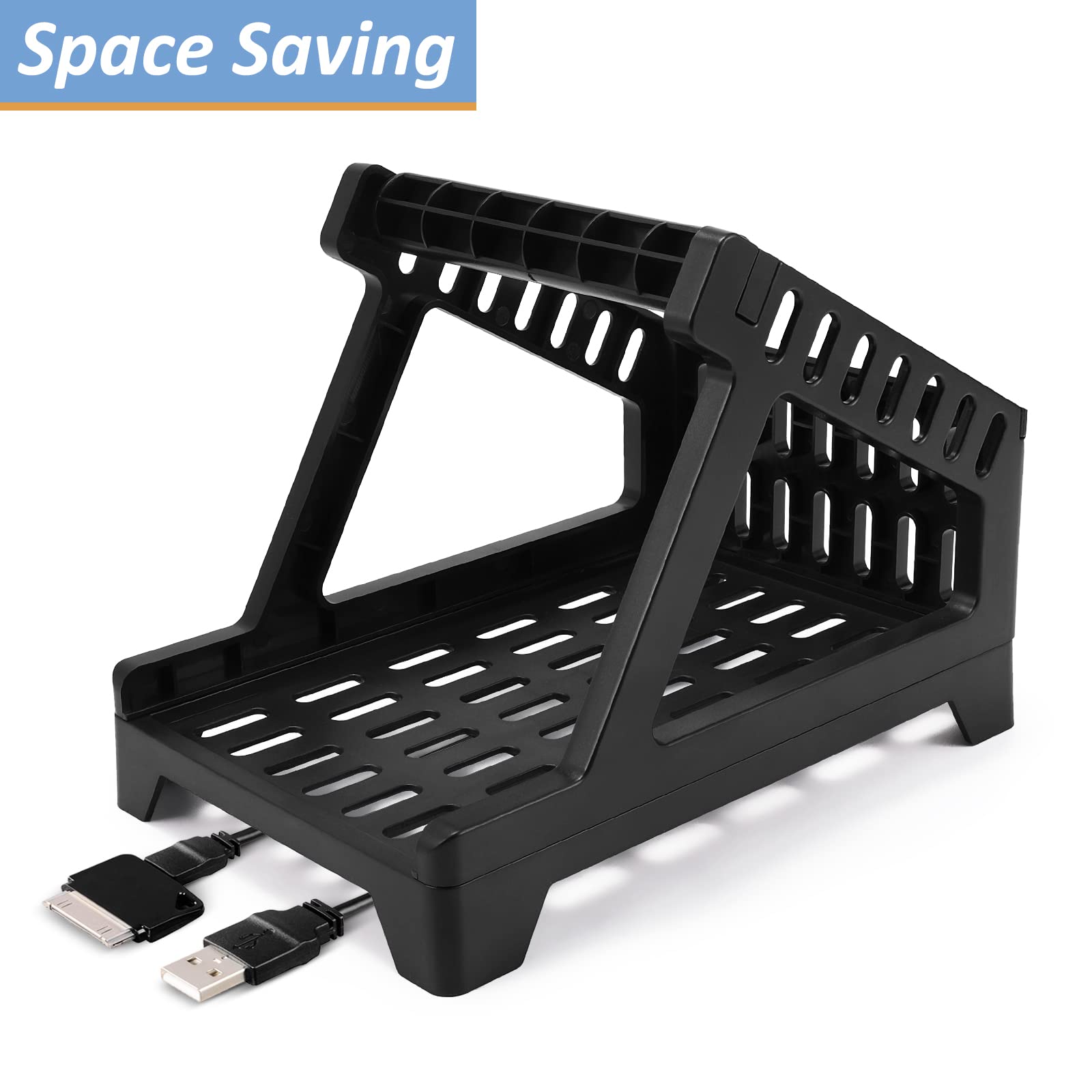 Thermal Label Holder for Shipping Labels - Compatible with Rolls & Fanfold Labels - Desktop Label Stand for Home & Office Use - Durable Black Printer Accessory (Ideal for E-commerce, Warehouse, and Shipping Departments)