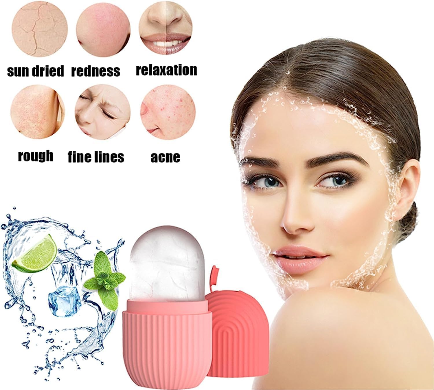 BLAXSTOC Dual Ended Jade Roller & 540 Titanium Needle Hair Growth Roller & Ice Face Massager Set - Natural Himalayan Stone, 0.5mm Micro Needles, Silicone Facial Cube - Perfect for Skincare Routine, Anti-Aging, and At-Home Spa Treatments