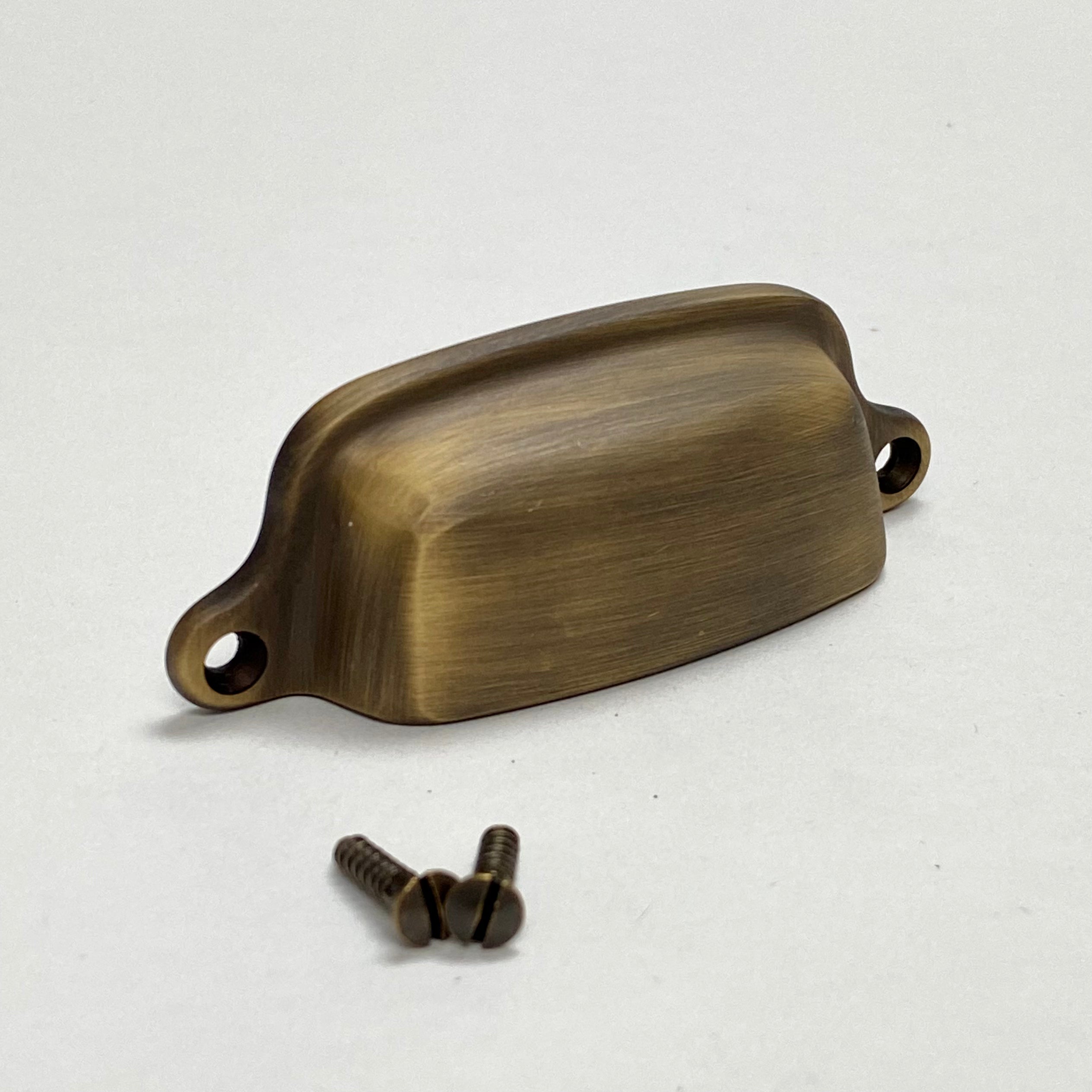 Antique Brass Cabinet Cup Drawer Pulls - Vintage Style Hardware for Kitchen & Bathroom Cabinets - Perfect for Home Renovation and Furniture Upgrade