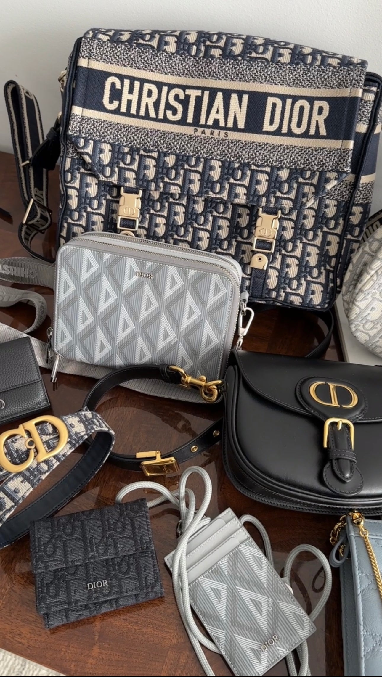 Christian Dior Grey Diamond Zip Crossbody Pouch Bag - Luxury Designer Shoulder Bag for Women | Perfect for Parties, Date Nights & Travel Accessories