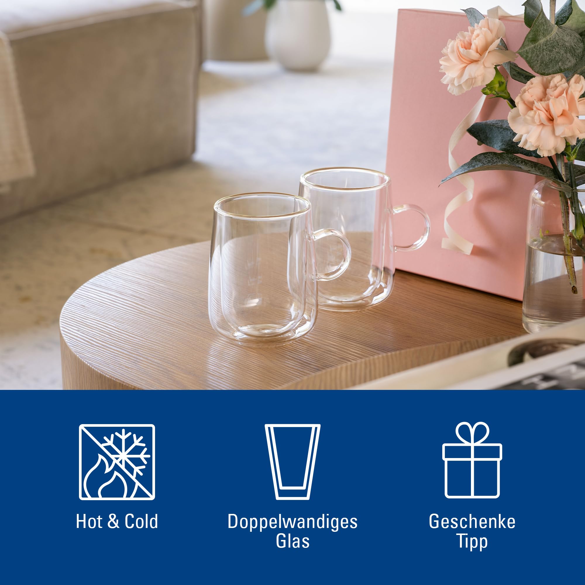 Villeroy & Boch Artesano Double-Walled Latte Macchiato Glass Set of 2 - 11.75 oz Borosilicate Glass for Hot & Cold Drinks - Dishwasher & Microwave Safe - Perfect for Coffee, Tea, Cocktails and Iced Beverages at Home or Cafe