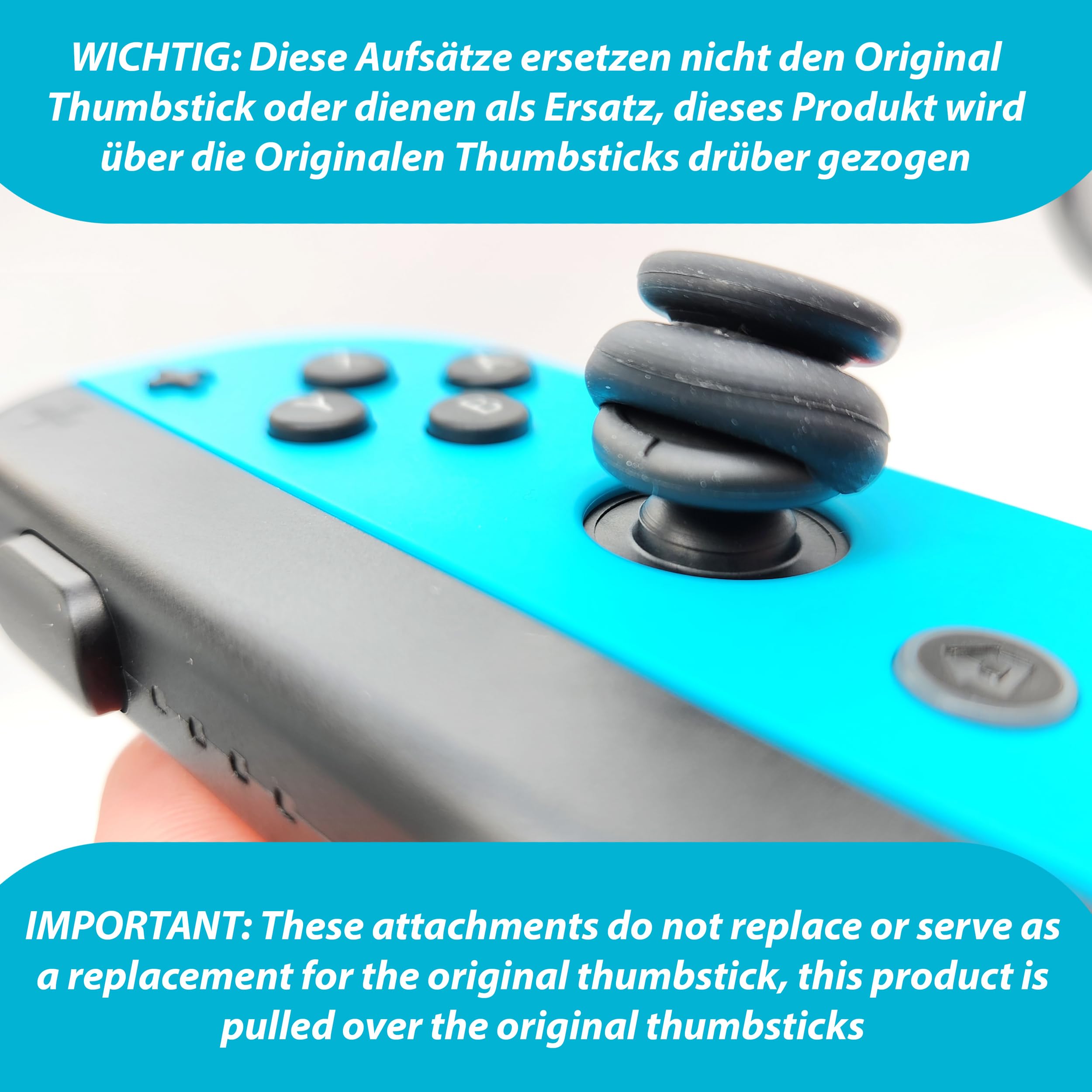 MatoSan® 6X Joystick Caps Compatible with Nintendo Switch Joy-Con & Lite OLED | Thumb Grips for Steam Deck Accessories | Enhanced Grip & Protection (Black) - Perfect for Gaming, Travel & Long Play Sessions