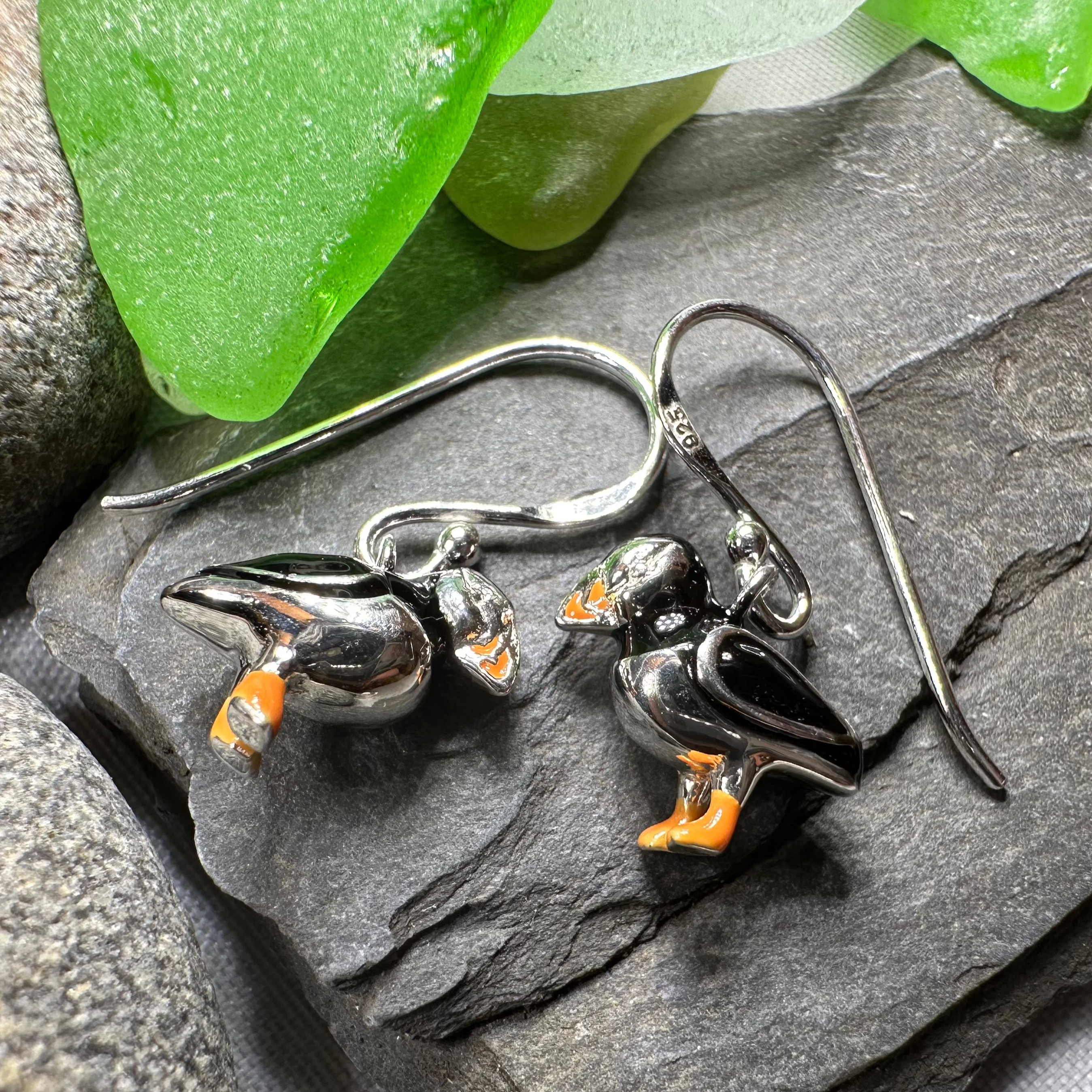 Handmade Enamel Puffin Earrings - Cute Bird Jewelry for Women - Perfect Gift for Nature Lovers & Bird Enthusiasts - Great for Casual Wear, Beach Vacations & Outdoor Adventures