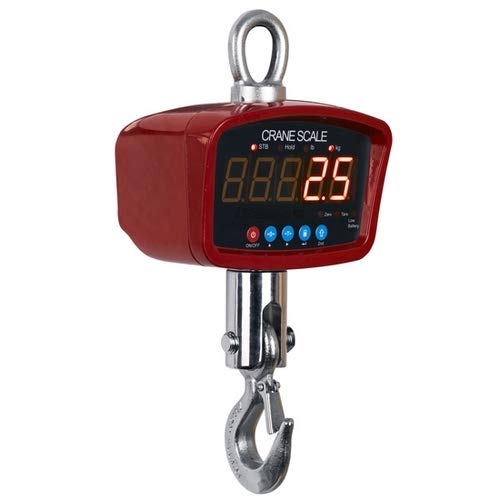 Optima Scale OP-924A-500 Digital Portable Industrial Hanging Crane Scale with Remote Control - 500 lb Capacity, 0.2 lb Precision - Heavy Duty LED Display for Warehouse, Shipping & Construction Use