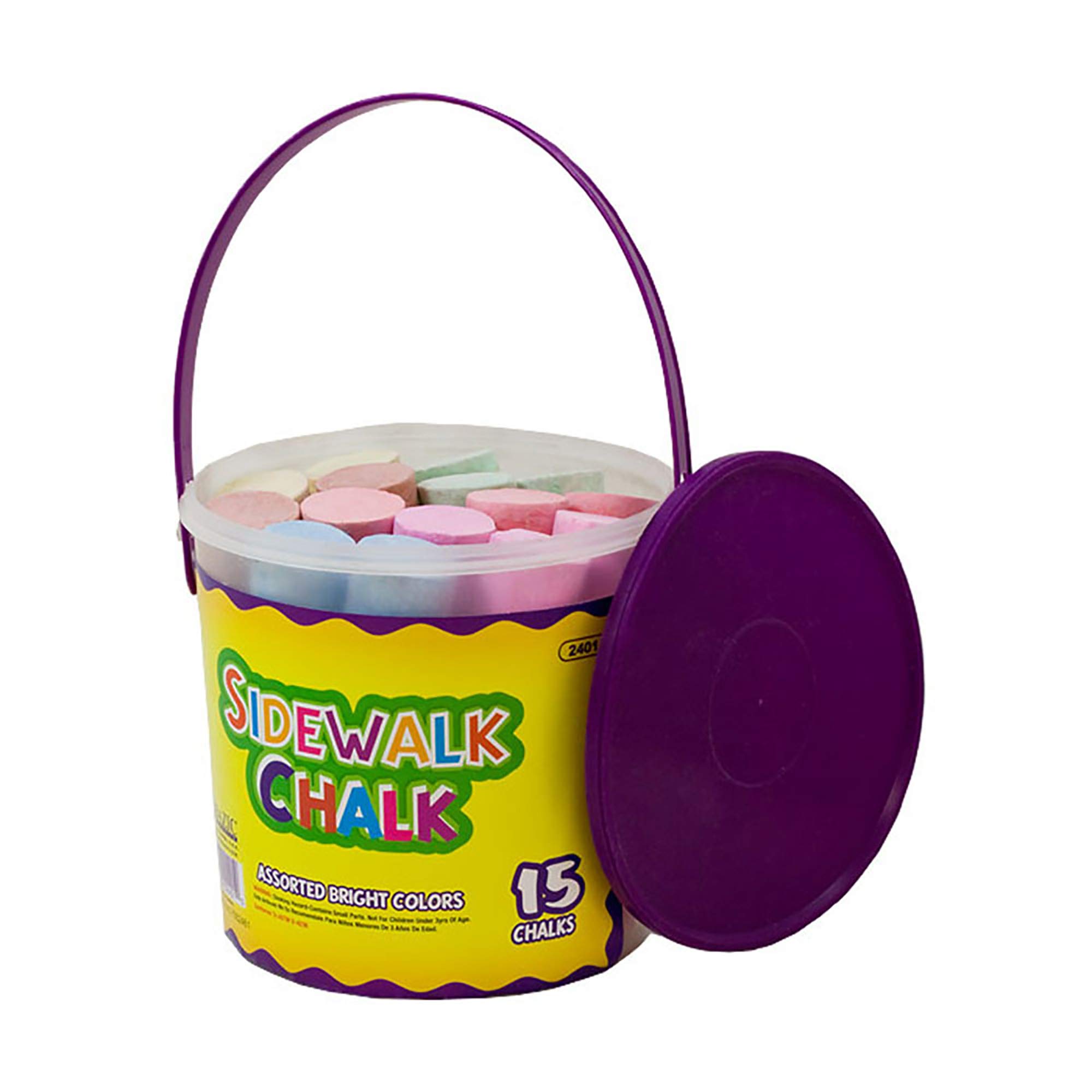 BAZIC Jumbo Color Chalk Set - 15 Vibrant Non-Toxic Chalk Sticks in Bucket for Kids, Teachers & Artists - Perfect for Sidewalk Drawing, Classroom Learning & Outdoor Activities