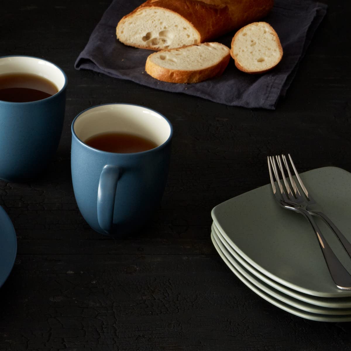 Noritake Colorwave Blue 12 oz Coffee Mugs, Set of 4 - Perfect for Home, Office & Gifts - Durable Ceramic Cups for Hot & Cold Beverages