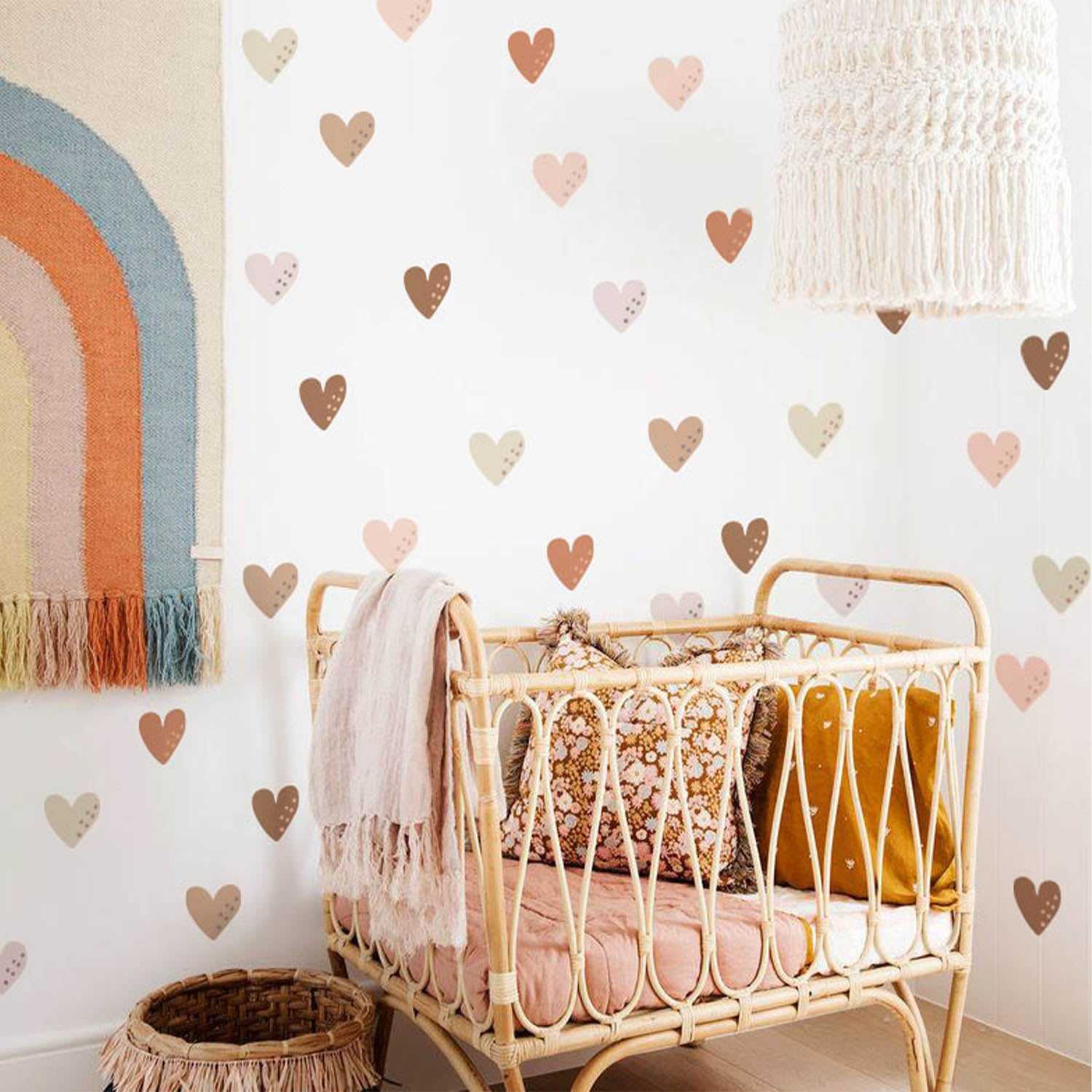 Boho Hearts Wall Decals - Self-Adhesive Removable Vinyl Stickers for Home Decor, Nursery, Bedroom & Office - Express Your Unique Style with Bohemian Heart Designs