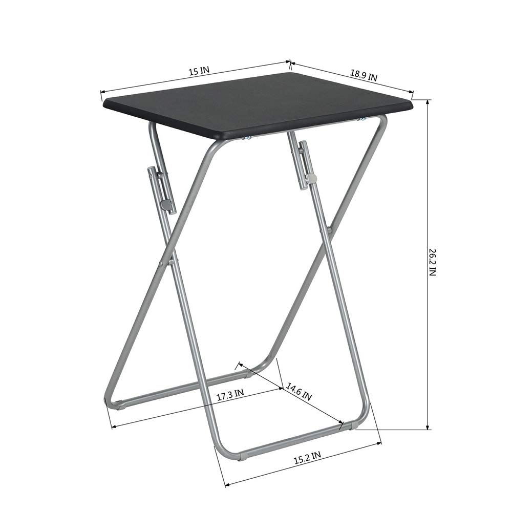 COZYCASA Set of 2 Folding Laptop Desks - No Assembly Required Space-Saving X-Shaped Metal Frame TV Trays for Sofa, Bed & Study - Perfect for Small Rooms, Dorms & Home Offices (Black)