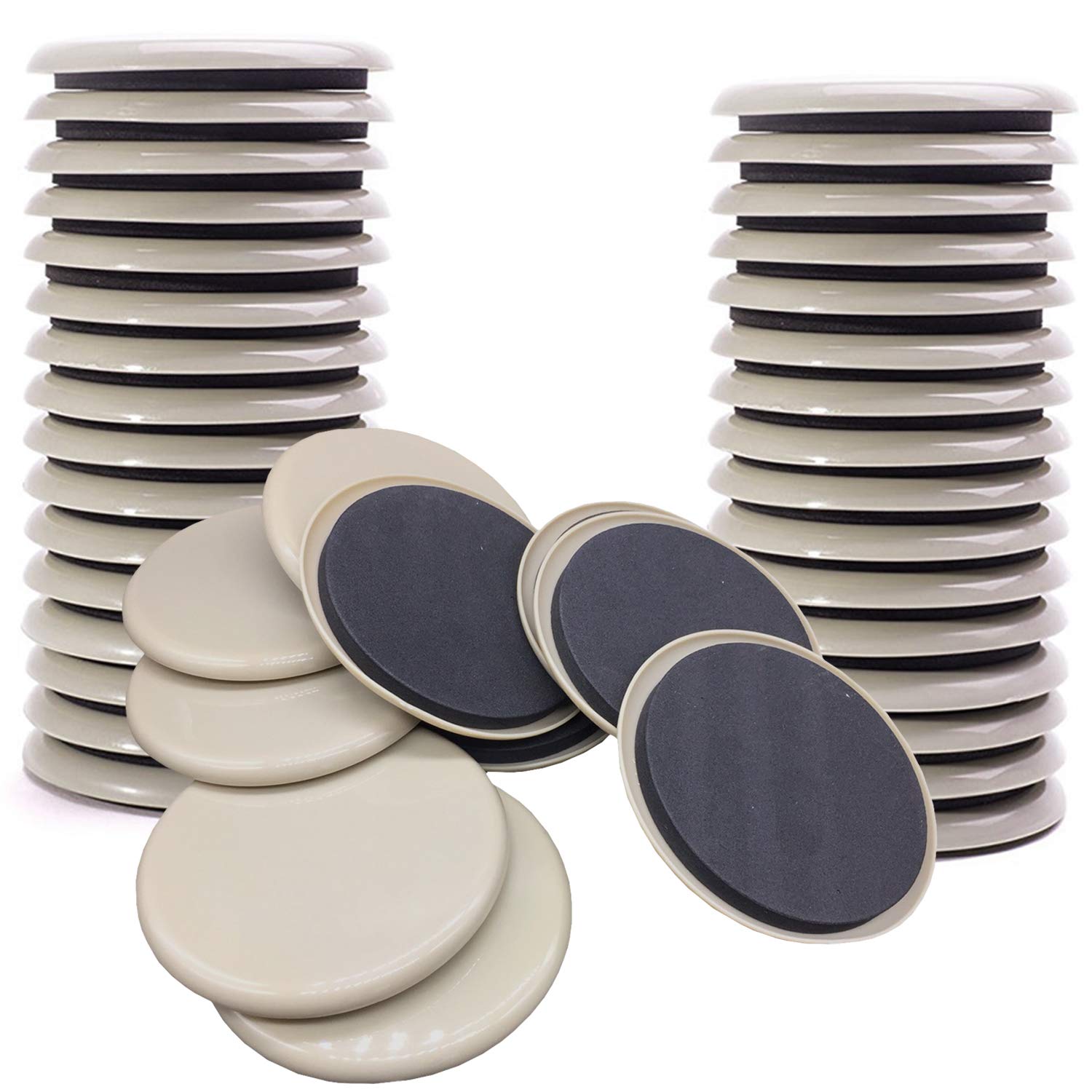 NEPAK 24-Piece 3.5 Inch Furniture Sliders - Heavy Duty Moving Pads for Hardwood Floors & Carpets - Reusable Felt Furniture Gliders for Sofa, Couch, Table & Chair (Perfect for Home Moving & Rearranging)