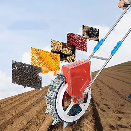 Metal Precision Garden Seeder - Hand-Push Wheat, Corn, Cotton, Soybean & Peanut Planter with 16 Openings | No Pressure Wheels | Ideal for Home Gardens & Small Farms | Perfect for Planting Vegetables, Grains & Legumes
