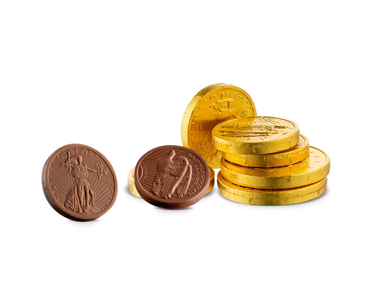 Premium Madelaine Gold Chocolate Coins - St. Patrick's Day Milk Chocolate Candy in Gold Foil - Lucky Party Favors & Gift (1/2 LB, Assorted Sizes) - Perfect for Holiday Celebrations, Birthday Parties & Festive Treats