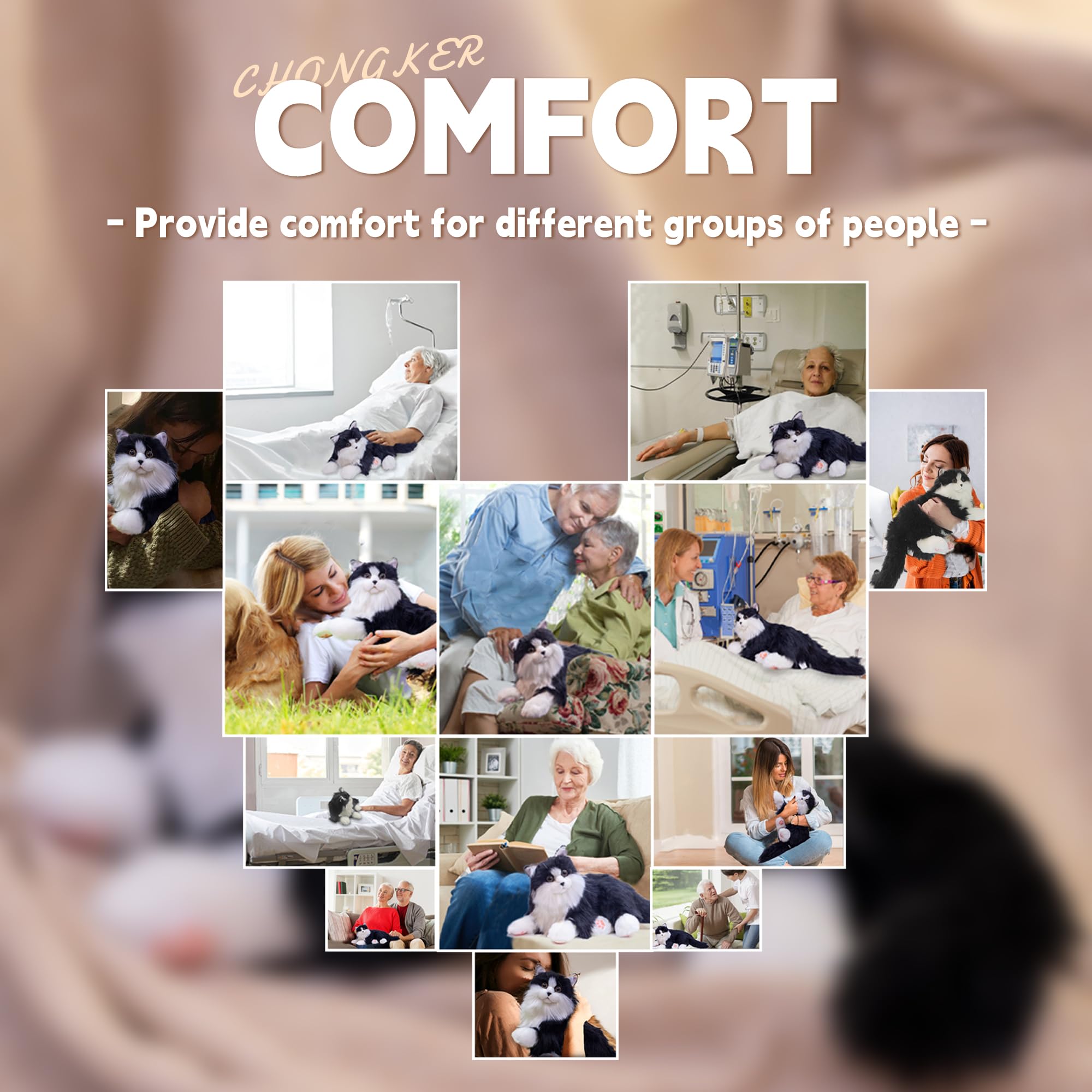 Interactive Companion Robot Cat - Realistic Voice Response, Heartbeat & Purring, Handmade Stuffed Plush Toy | Perfect Gift for Seniors, Elderly & Parents | Black Cat PERCY1.0 | Comfort Pet for Loneliness, Dementia Care & Stress Relief