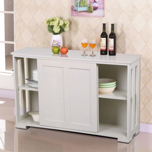 Wooden Sideboard Buffet Cabinet with Sliding Doors - Kitchen Pantry Storage Organizer for Dining Room & Living Room | Modern Farmhouse Style