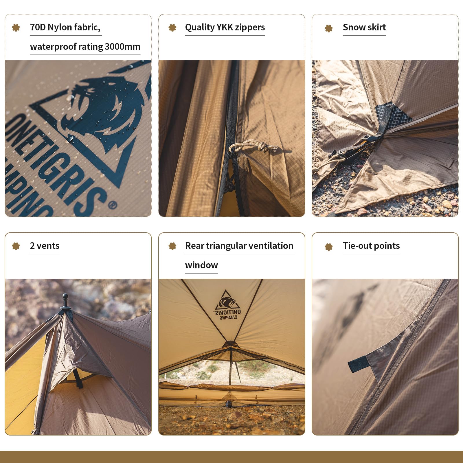 OneTigris Platoon Camping Tent - Waterproof Windproof Lightweight Survival Shelter for Outdoor Adventures, Hiking, Backpacking & Emergency Preparedness | Perfect for Camping, Bushcraft, Beach Trips & Overlanding