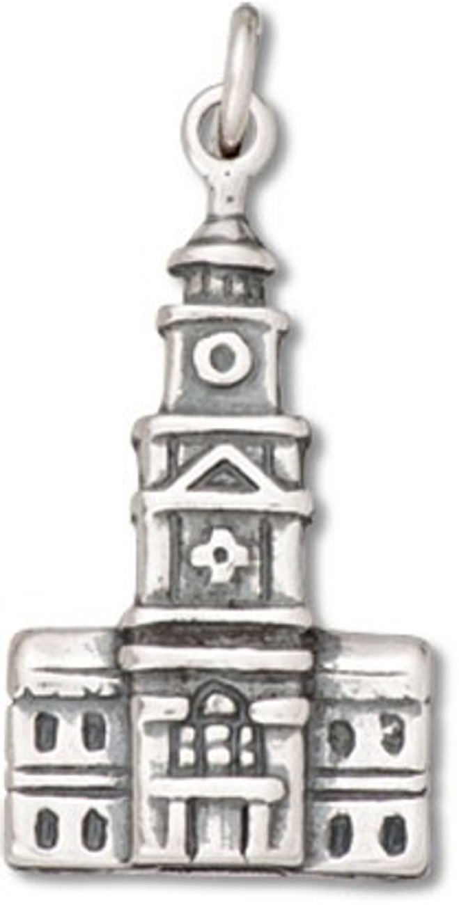 1.5mm Sterling Silver Independence Hall Pendant Necklace for Men & Women - Perfect for Patriotic Gifts, Historical Jewelry Collections & Everyday Wear