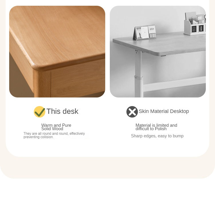 Solid Wood Beech Rubber Children's Study Desk with Bookshelf - Perfect for Kids' Bedroom, Homeschooling & Reading Nook