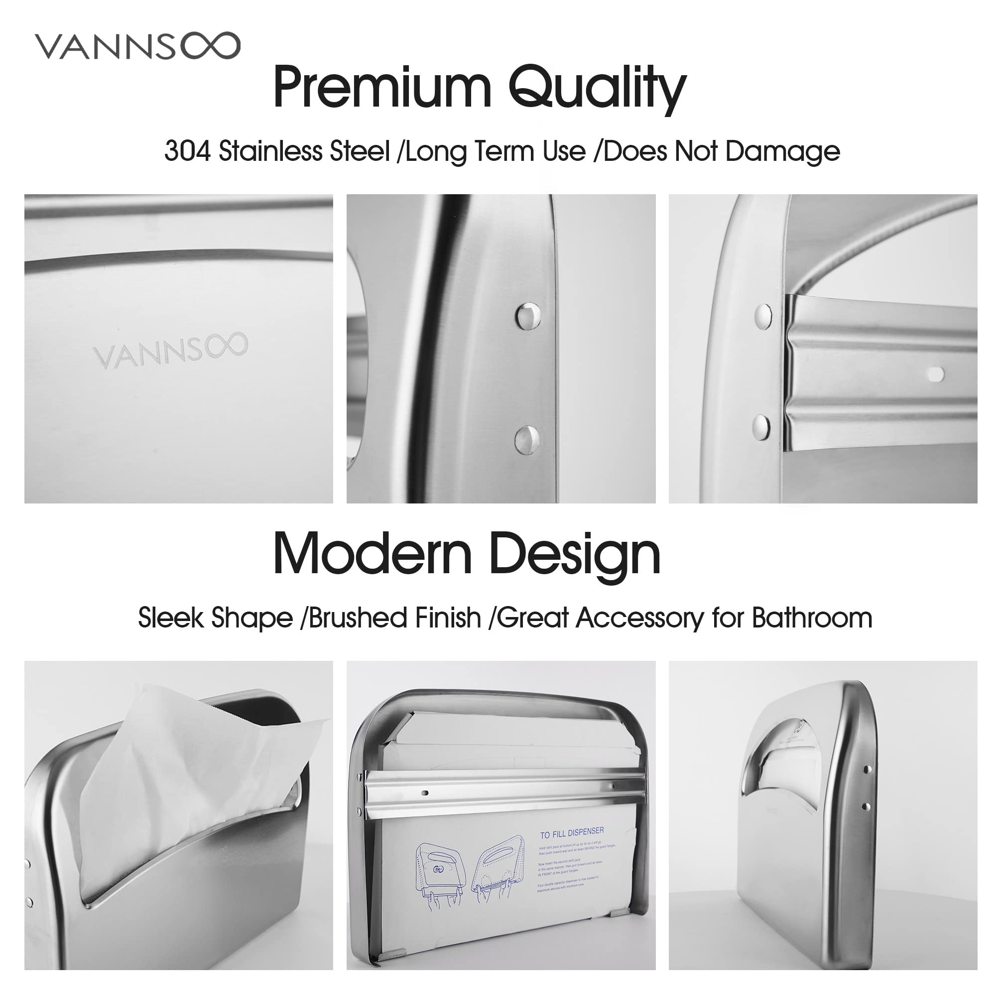 Commercial Toilet Paper Dispenser & Toilet Seat Cover Dispenser - Heavy Duty Stainless Steel Bathroom Tissue Holder - Ideal for Restaurants, Offices, and Public Restrooms