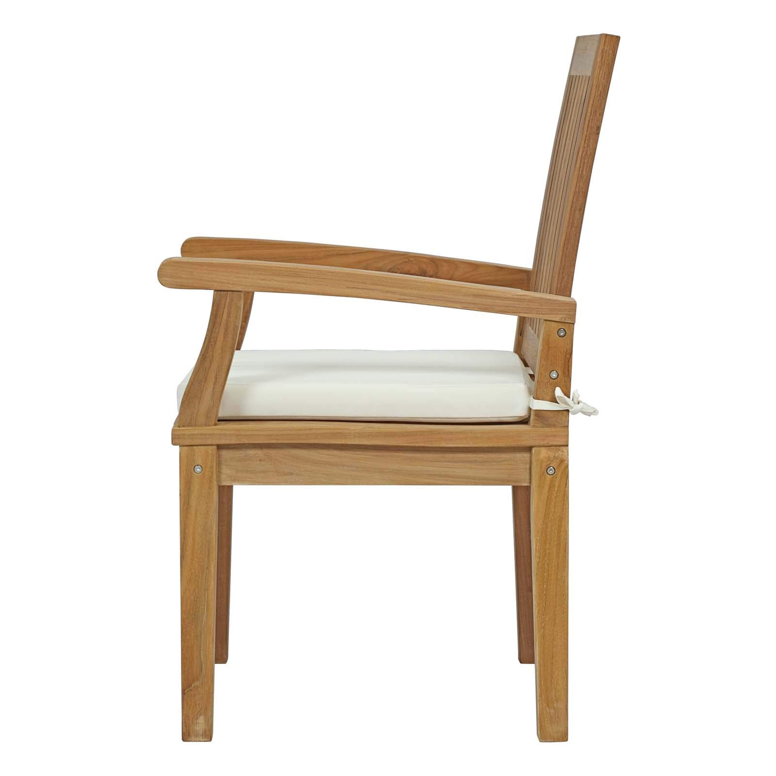Modern Contemporary Outdoor Patio Dining Set - Wooden Side Chair & Table in White Natural Finish - Perfect for Balcony, Garden, and Backyard Relaxation