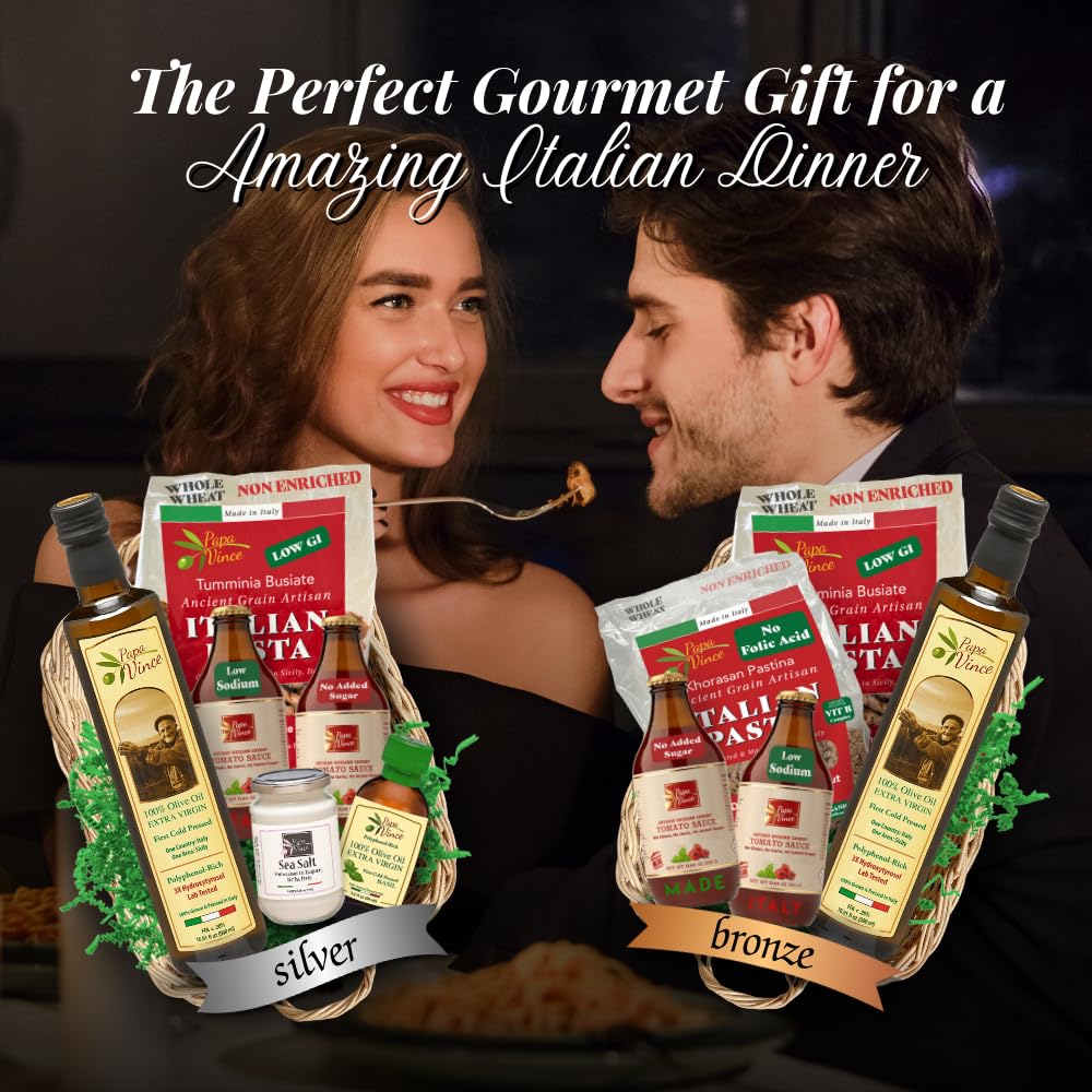 Papa Vince Authentic Italian Food Gift Basket - Handcrafted in Sicily with Organic Locally Sourced Ingredients | Gourmet Italian Gifts for Holidays, Housewarming & Special Occasions