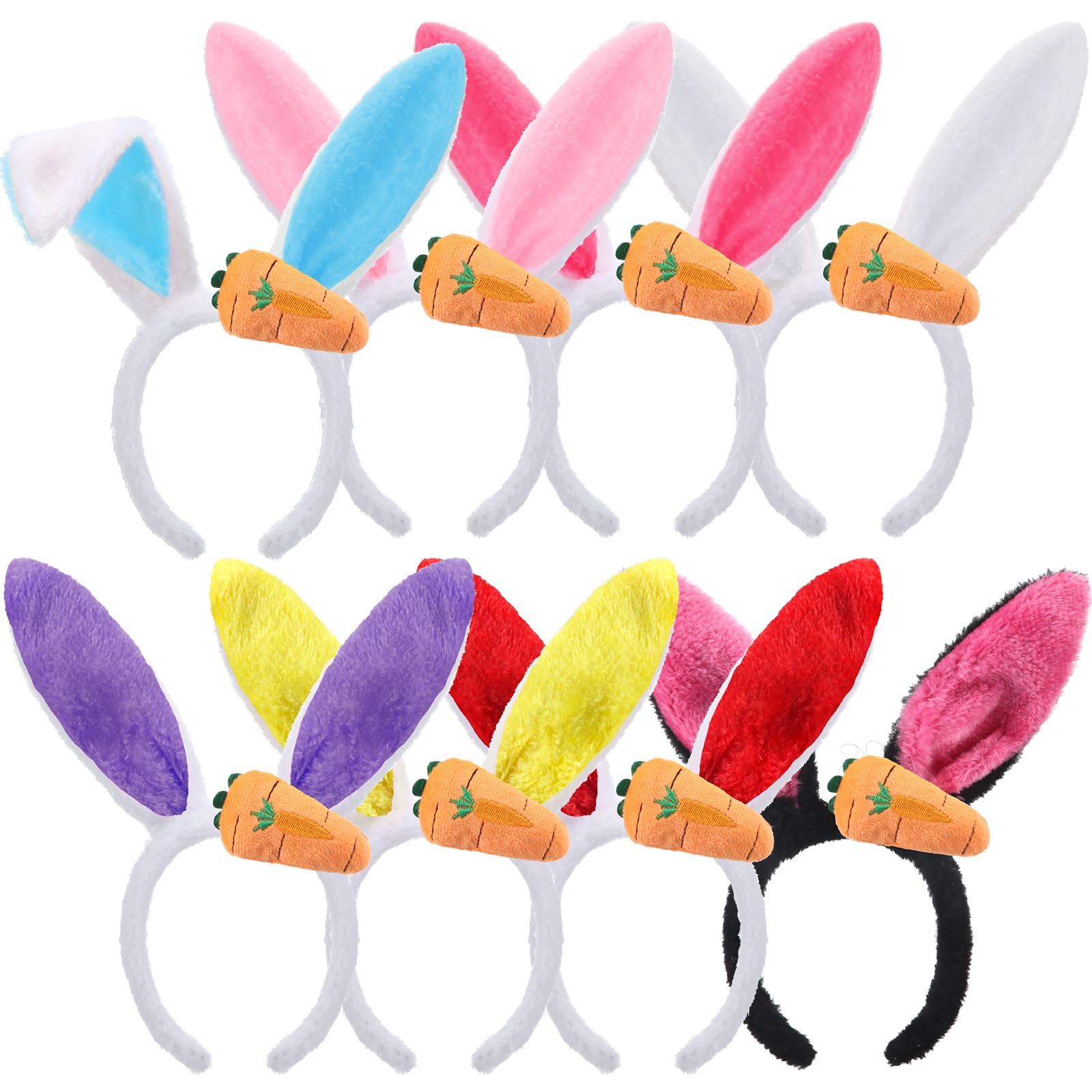 XunYee 8 Pack Easter Bunny Ears Headband - Soft Plush Rabbit Ears Hair Accessories for Women, Men & Pets - Cute Easter Party Decorations & Costume Props for Easter Egg Hunt, Spring Festival & Themed Parties