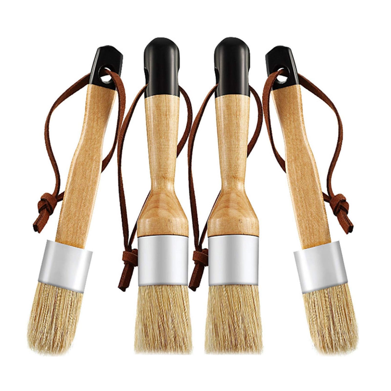 4Pcs Soft Bristle Wax Brushes for Furniture - Handheld Chalk Wax Applicator Set with Easy Operation - Perfect for DIY Home Decor, Woodworking & Chalk Painting Projects