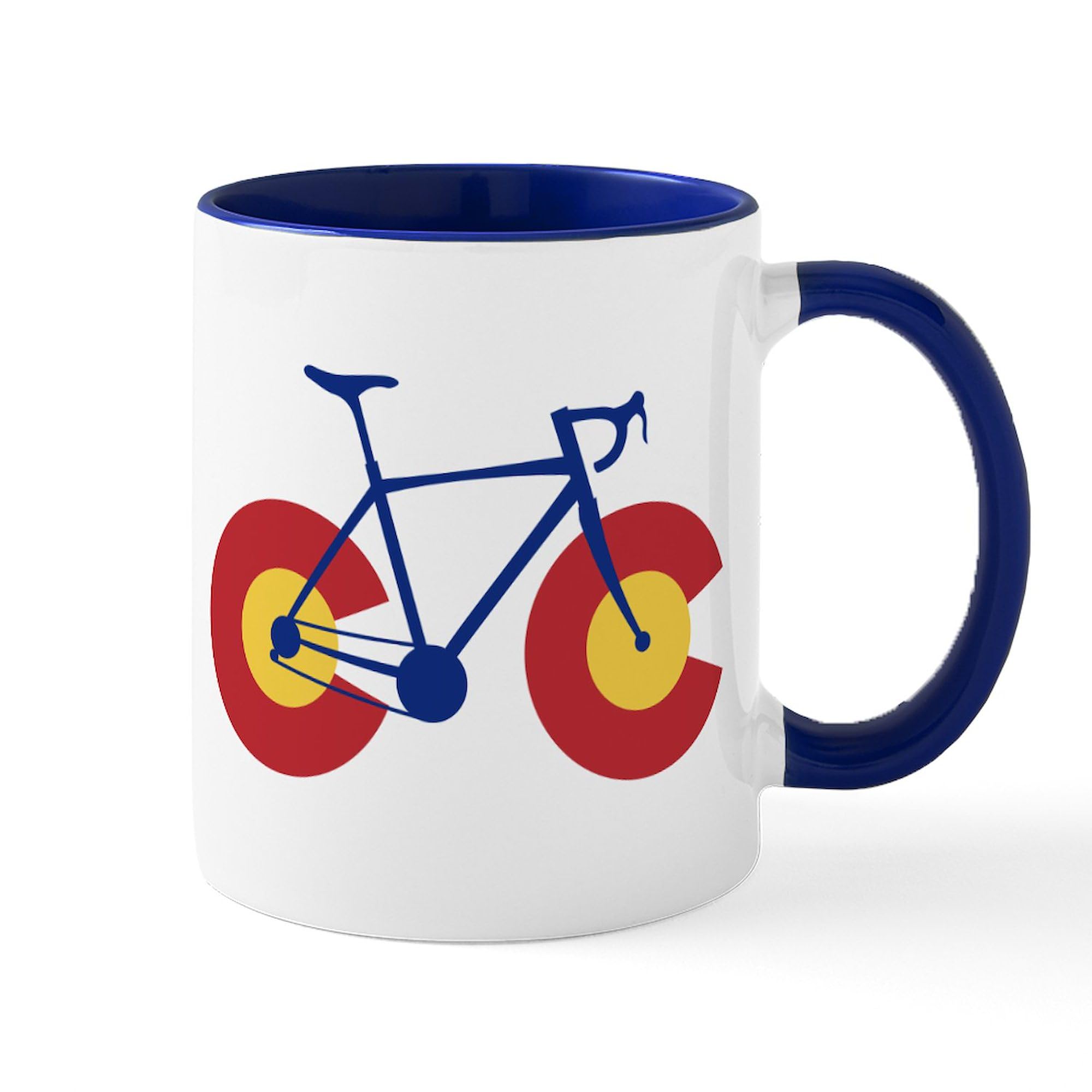 Colorado Flag Bicycle Design 11 oz (325 ml) Ceramic Coffee Mug - Perfect for Home, Office & Outdoor Adventures