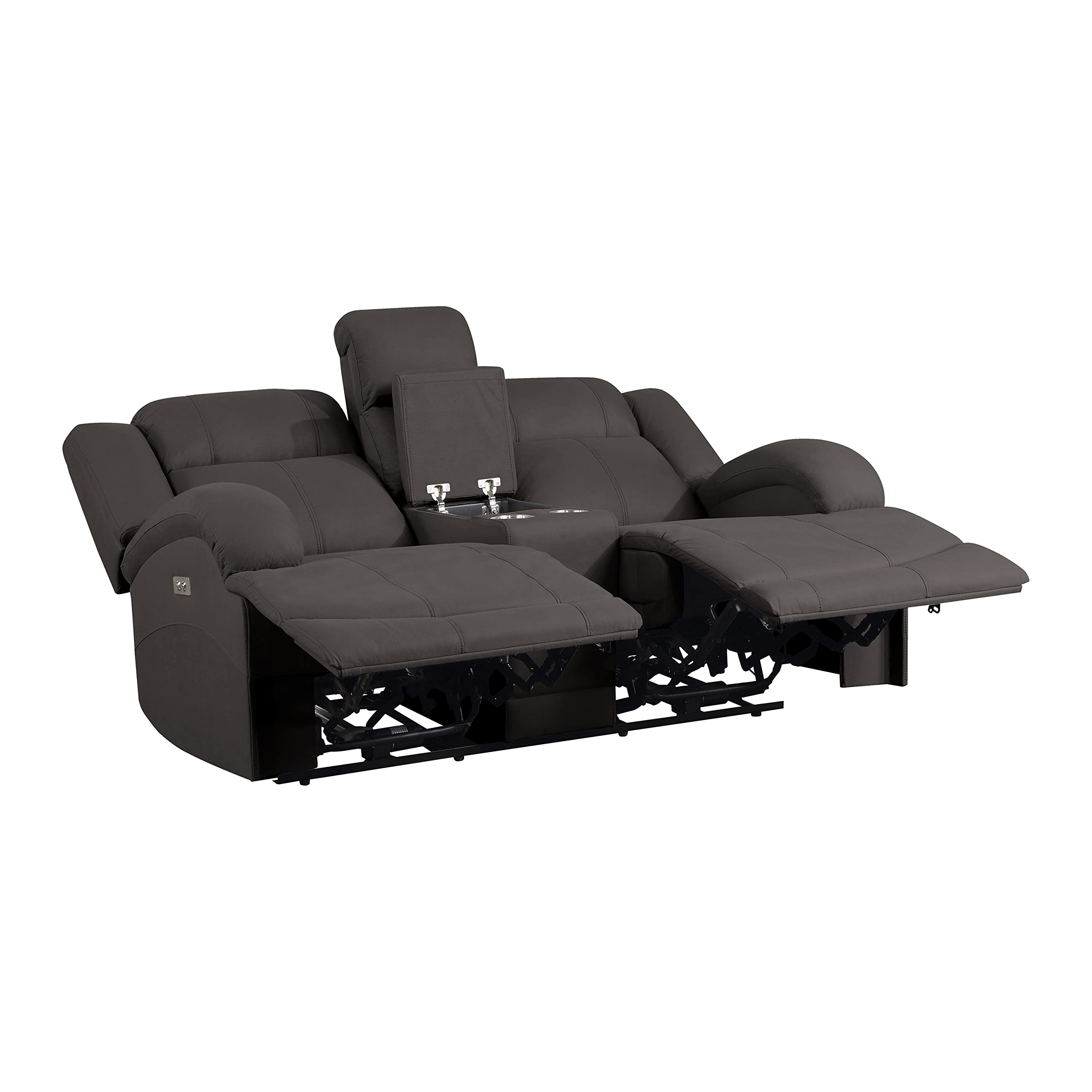 Lexicon Landwood Power Double Reclining Loveseat - Chocolate Brown Faux Leather - Comfortable Living Room Furniture for Small Spaces, Perfect for Movie Nights and Relaxing
