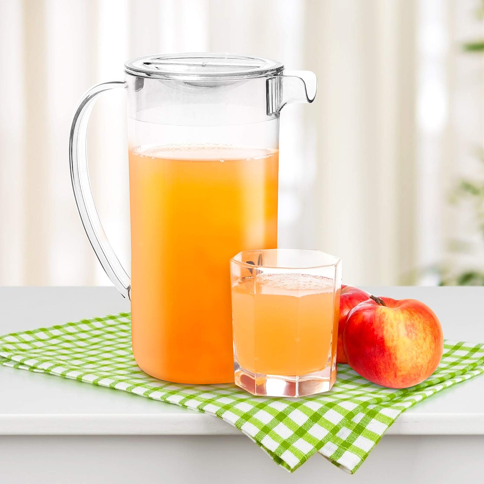 Youngever 2 Quart Clear Plastic Pitcher with Lid - BPA Free Drink Dispenser for Iced Tea, Lemonade, Sangria & Cold Beverages - Perfect for Parties, BBQs & Outdoor Gatherings