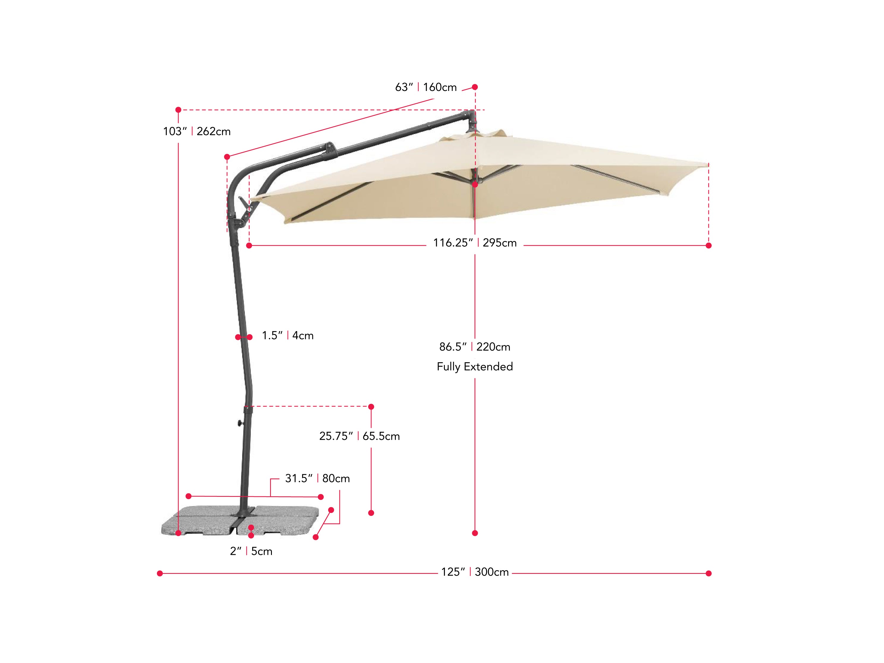10ft Grey Cantilever Umbrella - Patio, Poolside & Outdoor Shade Solution for Backyard, Garden & Deck