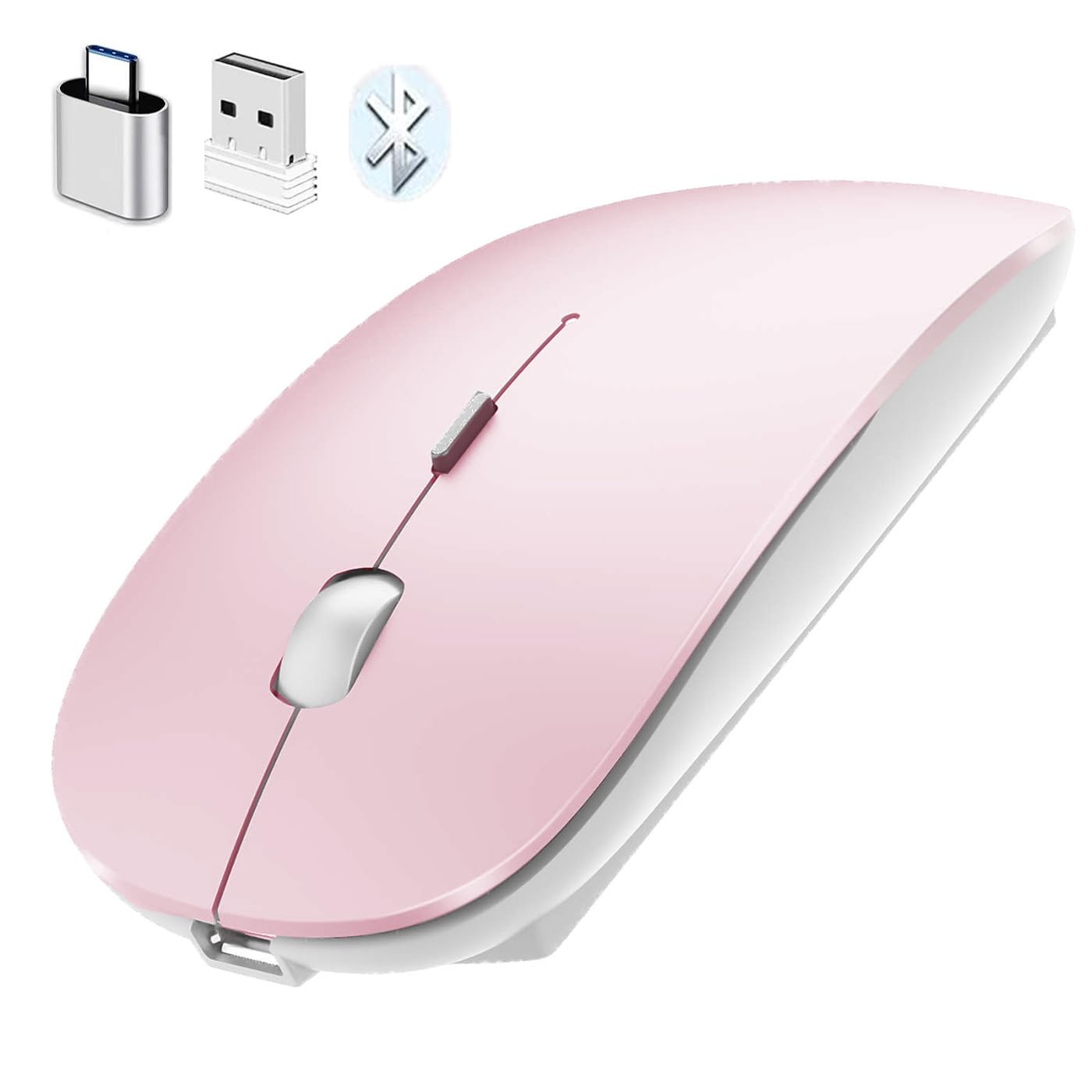 Wireless Bluetooth Mouse for Laptop, MacBook, iPad, PC - Compatible with MacBook Air/Pro, Windows, Chromebook (Jelly Pink) - Perfect for Work, Study & Travel