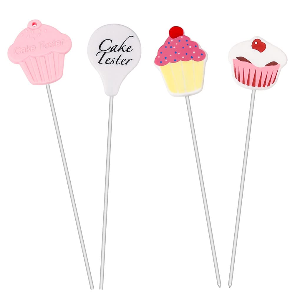 4 Pcs Stainless Steel Cake Tester Needles - Reusable Baking Probe Skewers for Perfect Cake Doneness | Essential Kitchen & Home Baking Tools | Great Stocking Stuffers & Christmas Gifts for Bakers | Ideal for Testing Cakes, Cupcakes & Breads Before Serving
