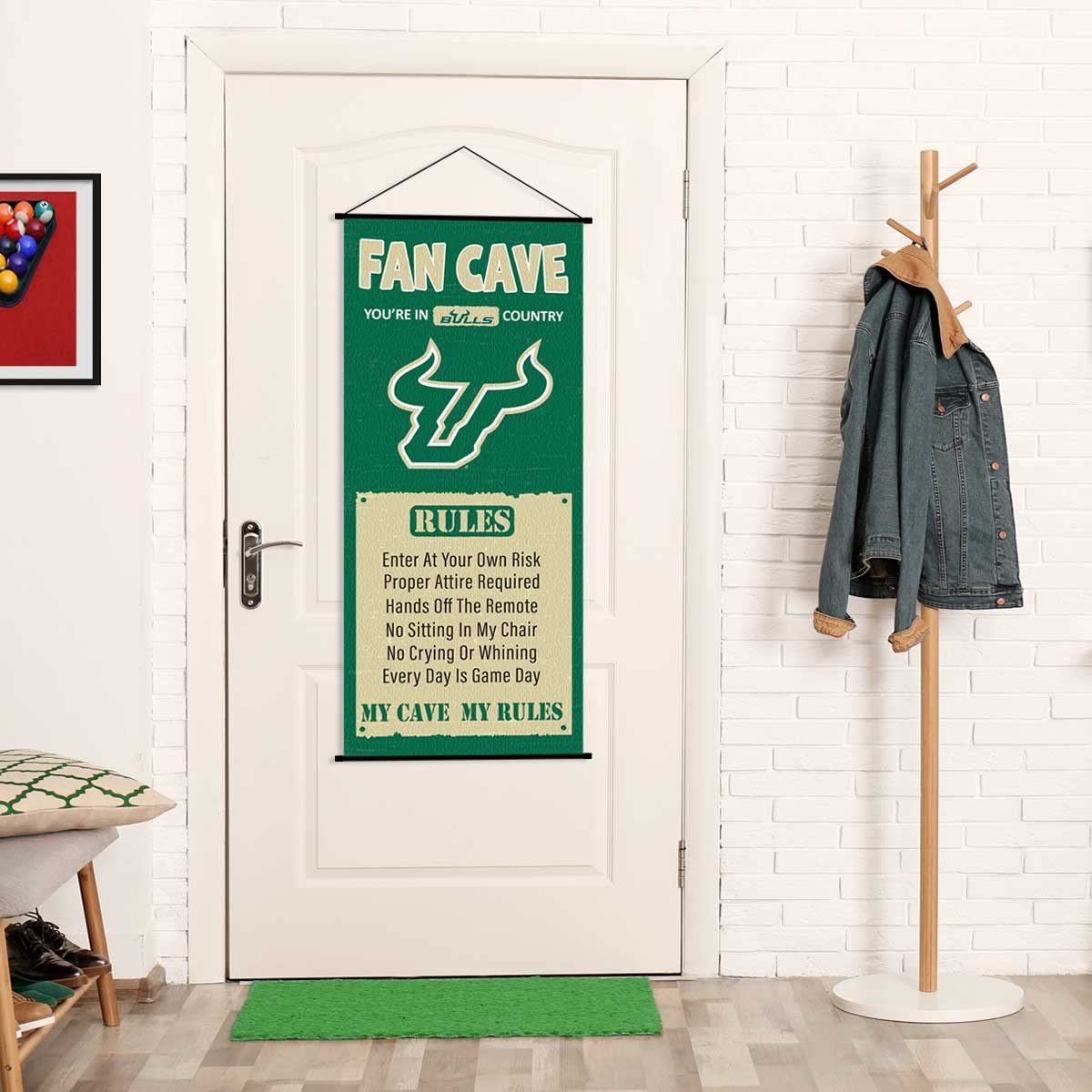 South Florida Bulls Man Cave Decor - College Football Fan Banner Scroll for Game Room, Sports Bar & Tailgating Party Decorations