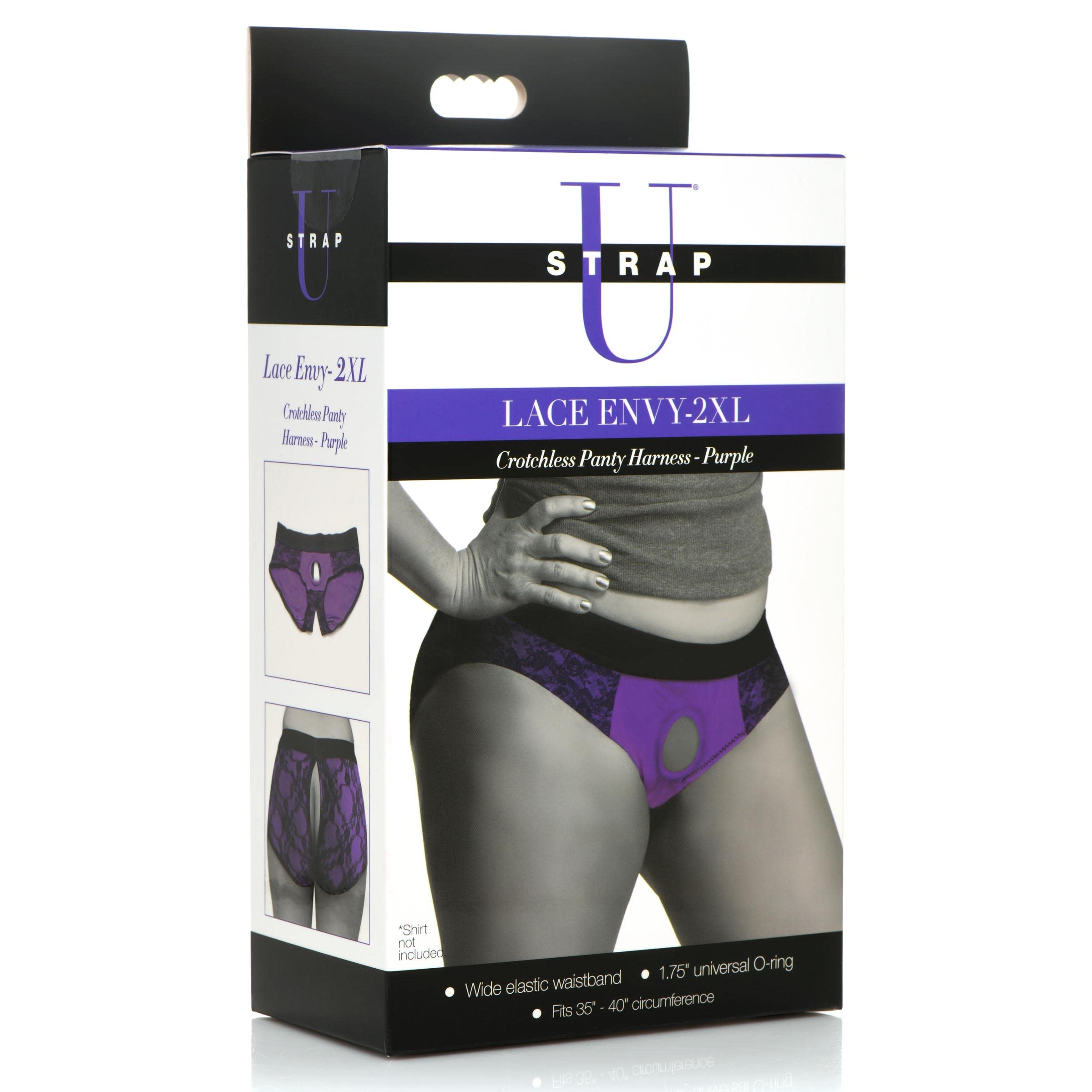 Universal O-Ring Strap-On Harness – Adjustable Crotchless Panty for Pegging & Strap-On Play – Machine Washable Spandex & Nylon – Fits 35-40 Waist (2XL) – Purple & Black – Perfect for Couples Play & BDSM Scenes