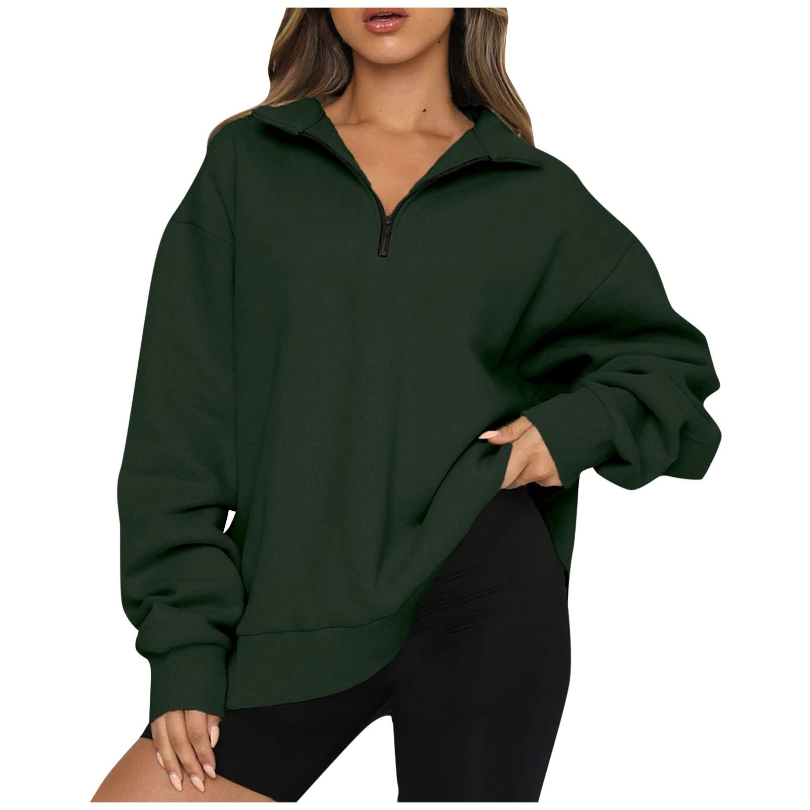Women's Oversized Half Zip Hoodie Sweatshirt - Y2K V-Neck Pullover Long Sleeve Sweater | Cozy Fall Casual Outfit for Streetwear, Lounge & Travel