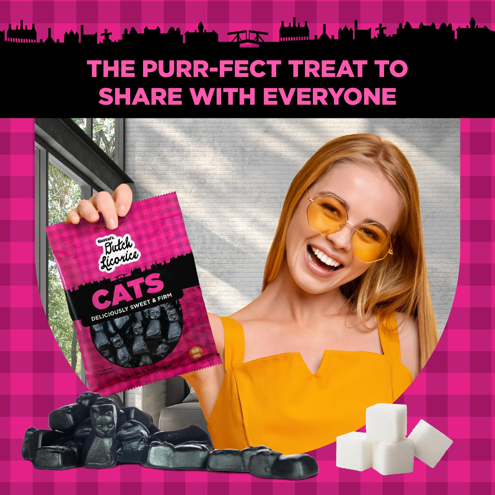 Gustaf's Dutch Licorice Cats - 3 Pack of 5.2oz Bags - Authentic Black Licorice Candy from Netherlands - Sweet Dutch Liquorice Treats for Parties, Gifts & Movie Nights