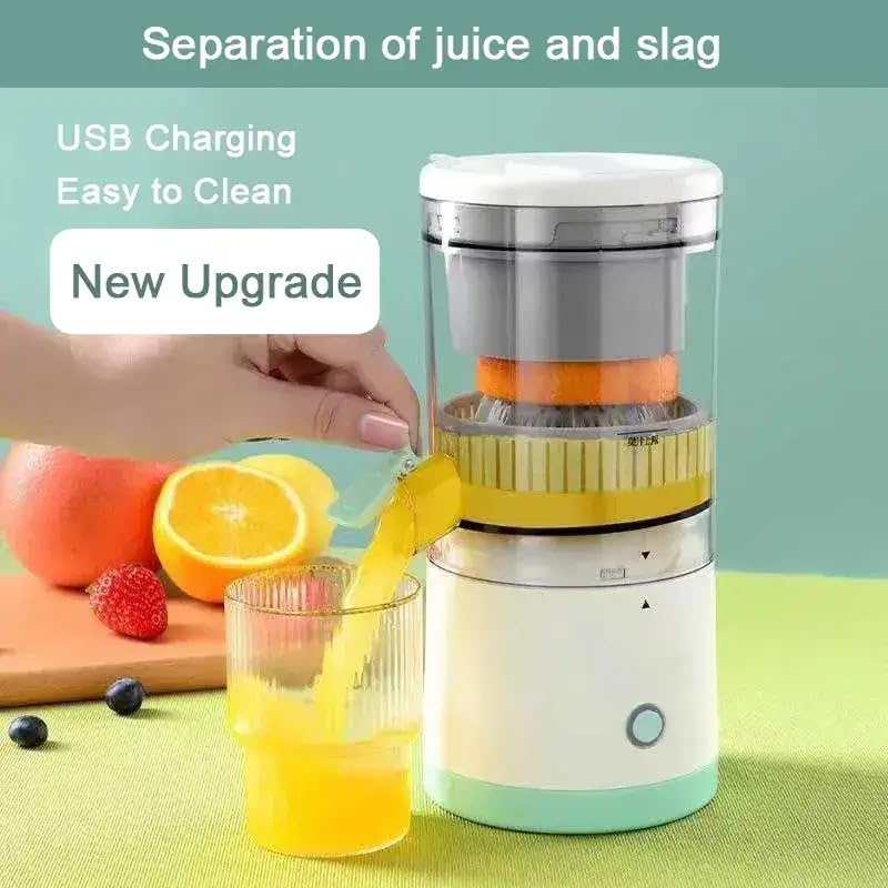 Electric Citrus Juicer - Portable USB Rechargeable Manual Orange Lemon Squeezer with Charging Cable | Wireless Handheld Juice Extractor for Kitchen, Camping & Healthy Breakfast | BPA Free Fruit Press