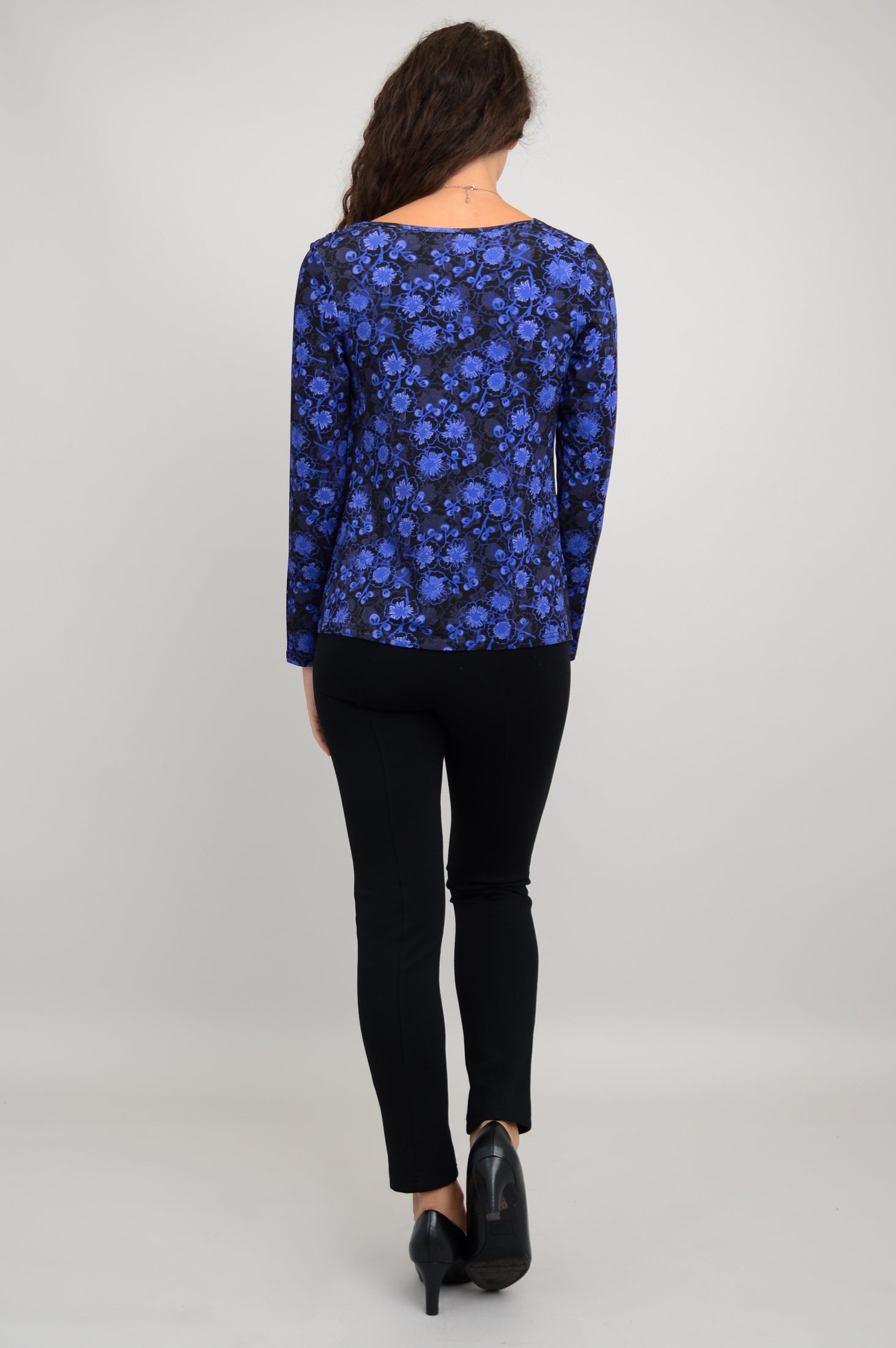 Charisse Long Sleeve Women's Tops - Snow Flower Print Bamboo Fabric Blouse for Casual Wear, Office & Date Night Outfits