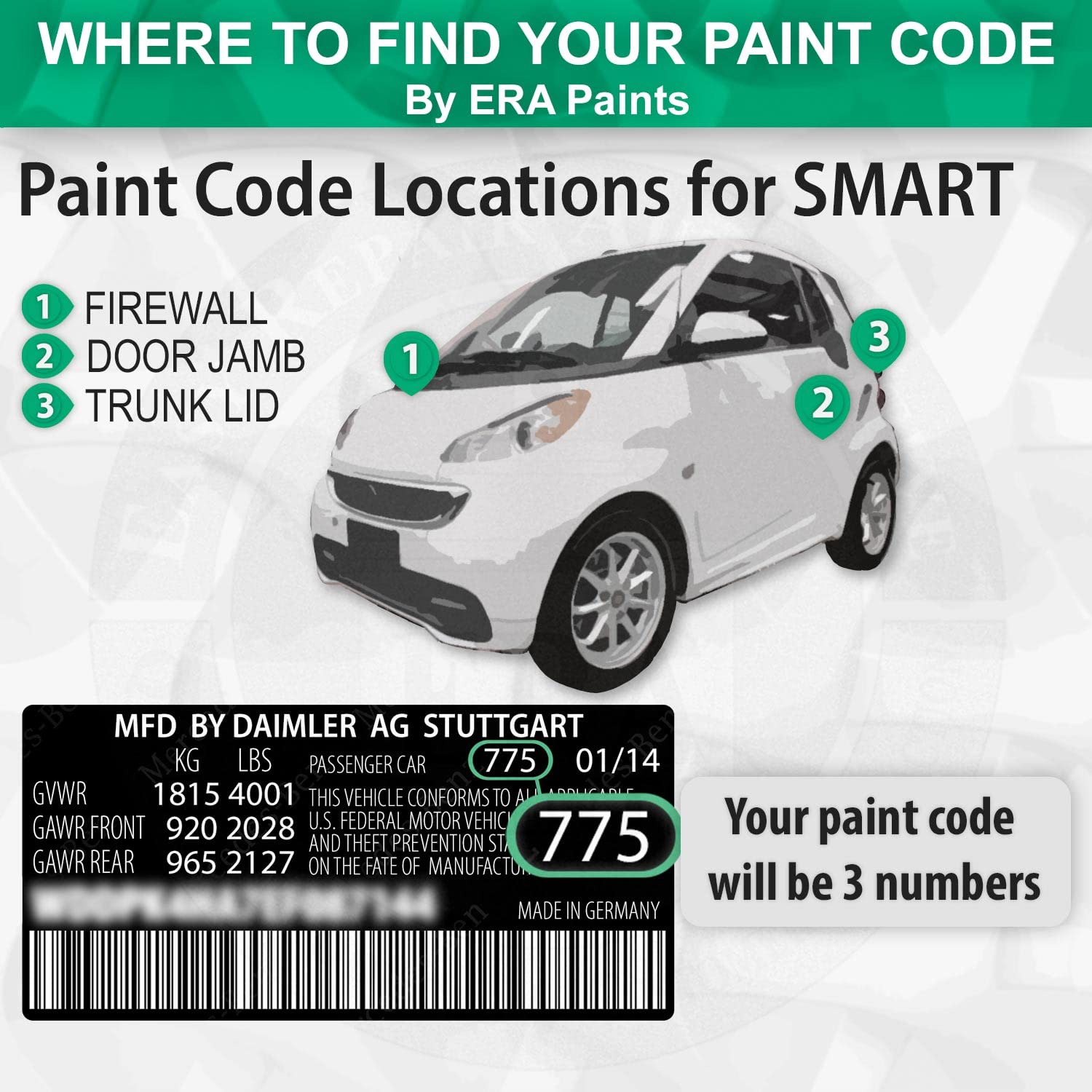 ERA Paints CE1L/ECI - SMART Exact Match Automotive Spray Paint in Blue - Premium 2K 3680061 Clearcoat Kit for Car Touch-Ups & Restoration | Perfect for DIY Auto Body Repairs & Custom Paint Jobs