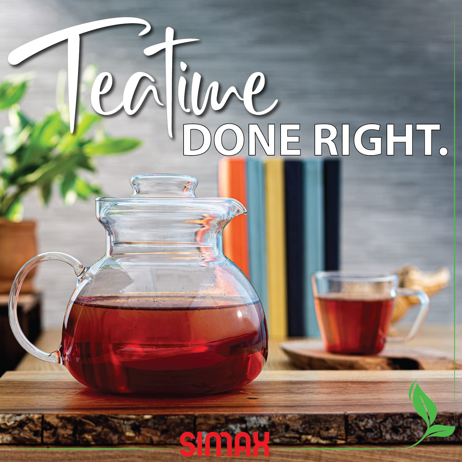 Simax Glass Teapot - 1 Quart/4 Cup Stovetop & Microwave Safe Tea Kettle with Spout for Boiling Water - Perfect for Loose Leaf Tea, Herbal Infusions & Serving Hot Beverages