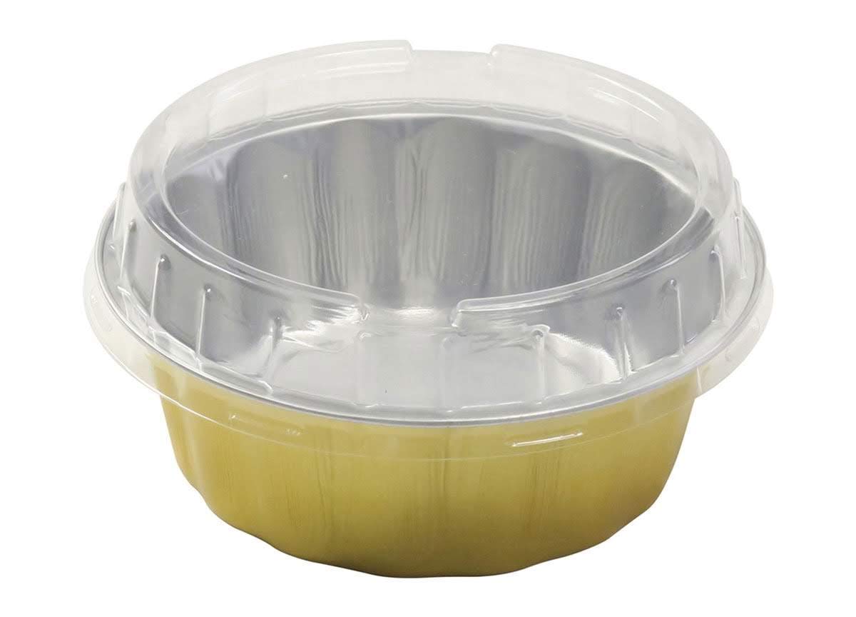 8 oz Disposable Round Aluminum Foil Pans with Snap-on Lids - Mini Cake Pans for Baking, Cooking & Food Storage | Sturdy Scalloped Design, Vibrant Colors | Perfect for Cupcakes, Desserts, Meal Prep & Party Serving (Set of 12)