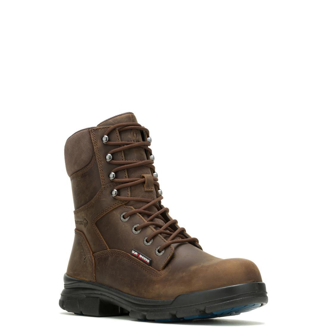 DuraShocks® SR Icon 8 CarbonMax® Work Boots for Men - Dark Brown Safety Shoes with Steel Toe, Slip Resistant & Electrical Hazard Protection - Ideal for Construction, Warehouse & Industrial Work