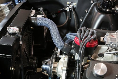 Black Carbon Fiber Radiator Hose Cover Kit - Heat Resistant Upper & Lower Hose Protector with Black Heat Shrink Tubing | Perfect for Car Engine Bay Customization & Performance Upgrade